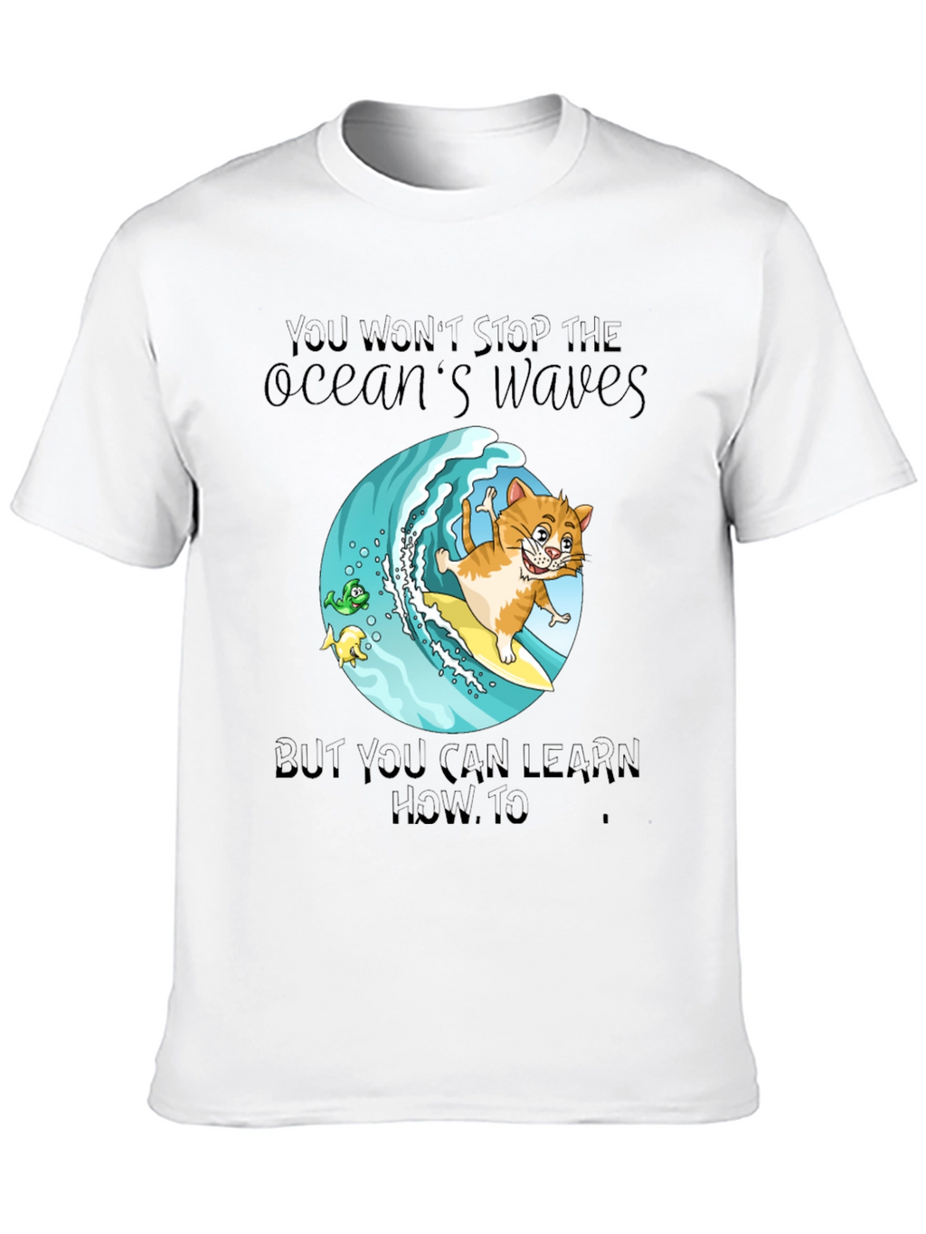Surf Cat T-Shirt - Ocean Waves Graphic Tee