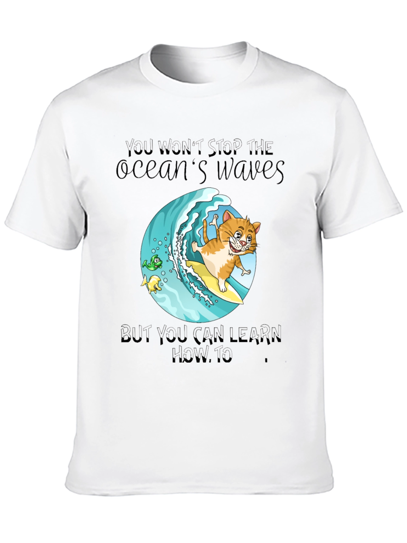 Surf Cat T-Shirt - Ocean Waves Graphic Tee
