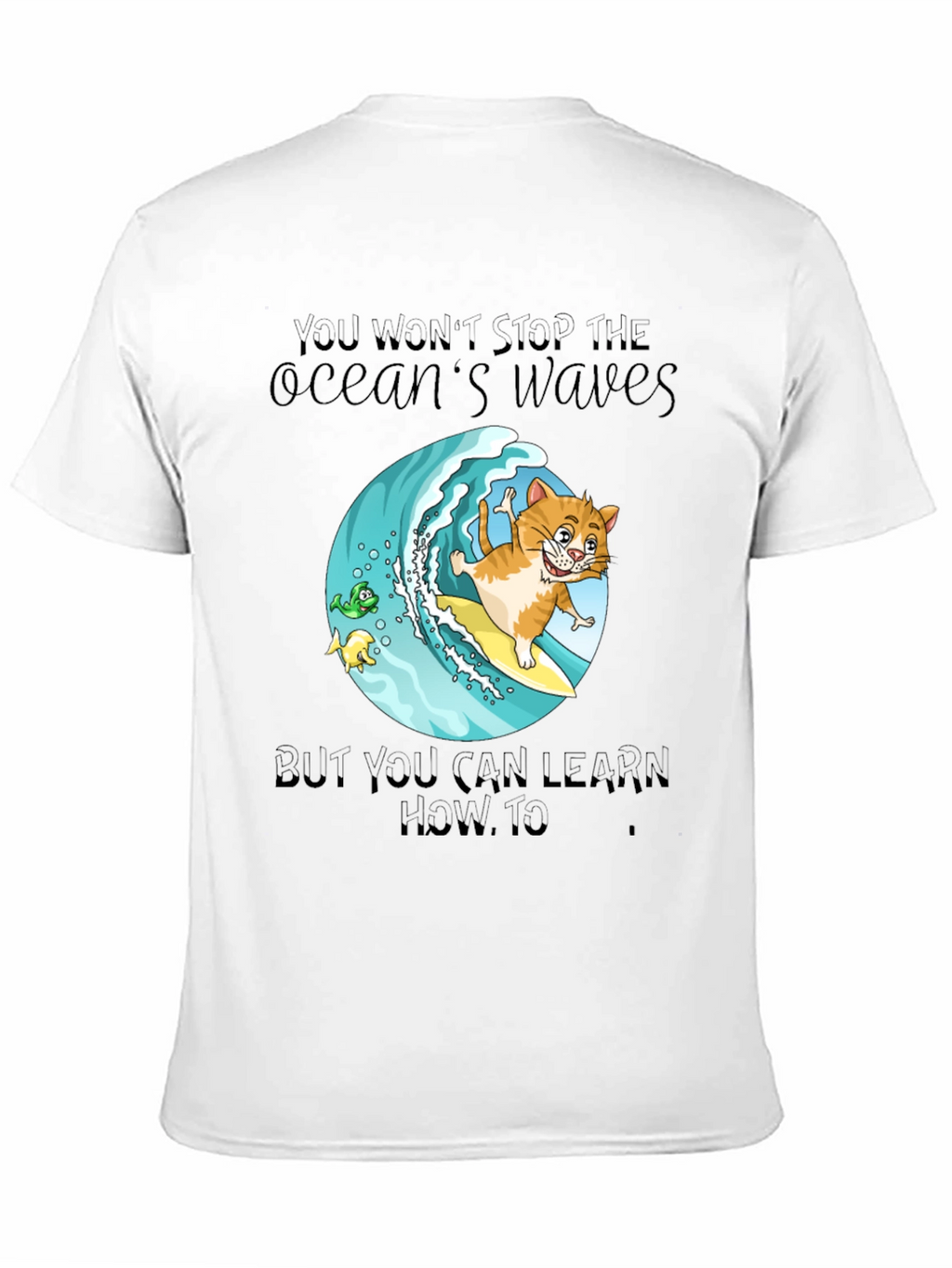 Surf Cat T-Shirt - Ocean Waves Graphic Tee