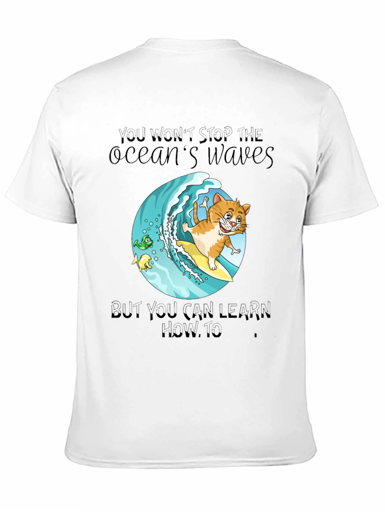 Surf Cat T-Shirt - Ocean Waves Graphic Tee