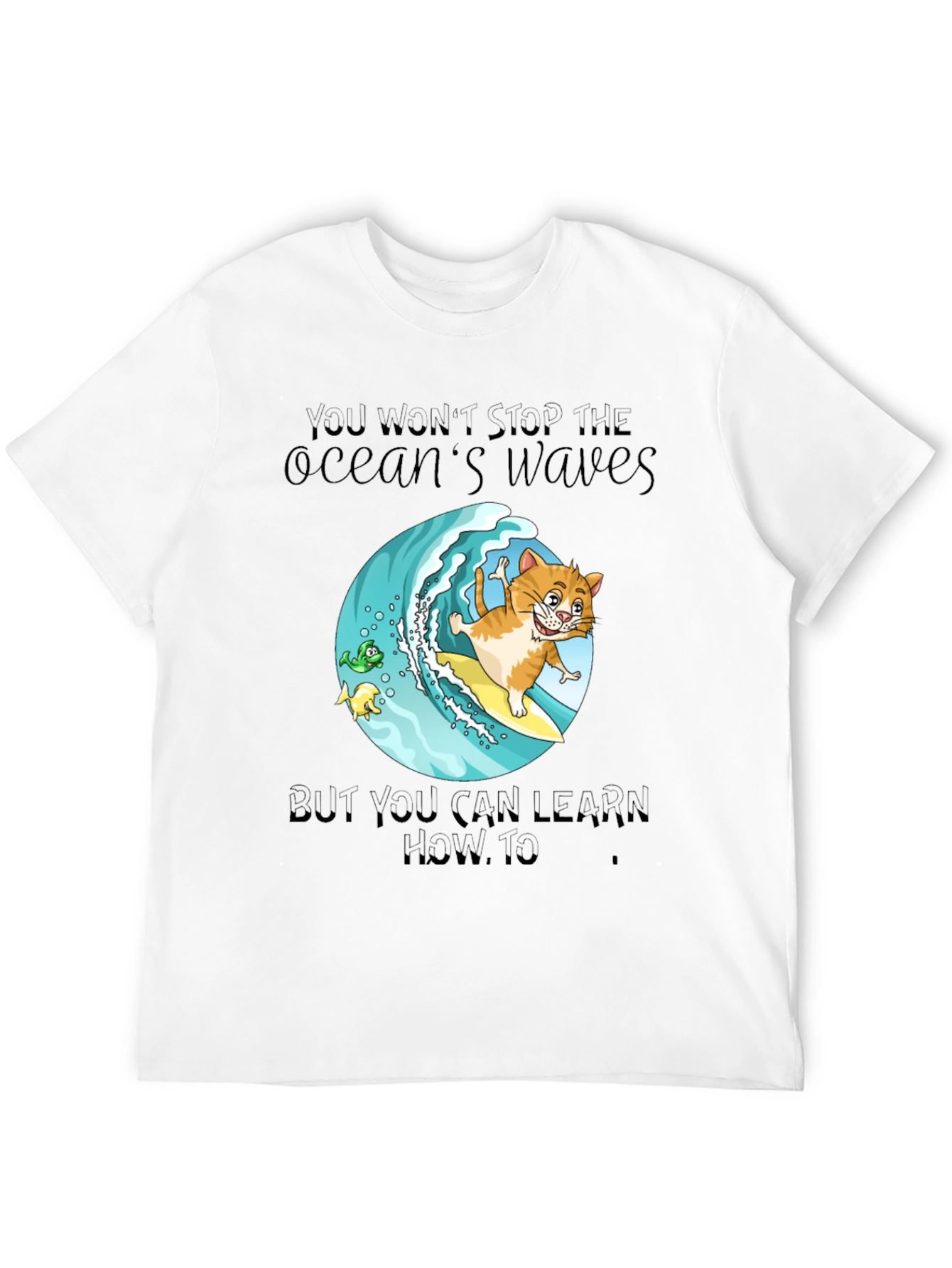 Surf Cat T-Shirt - Ocean Waves Graphic Tee