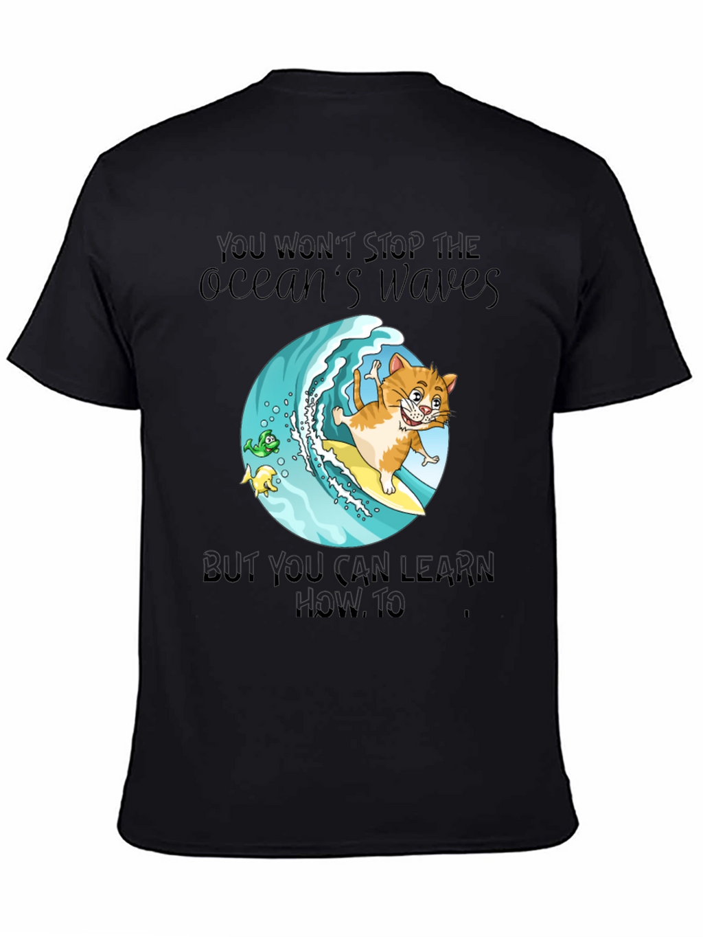 Surf Cat T-Shirt - Ocean Waves Graphic Tee