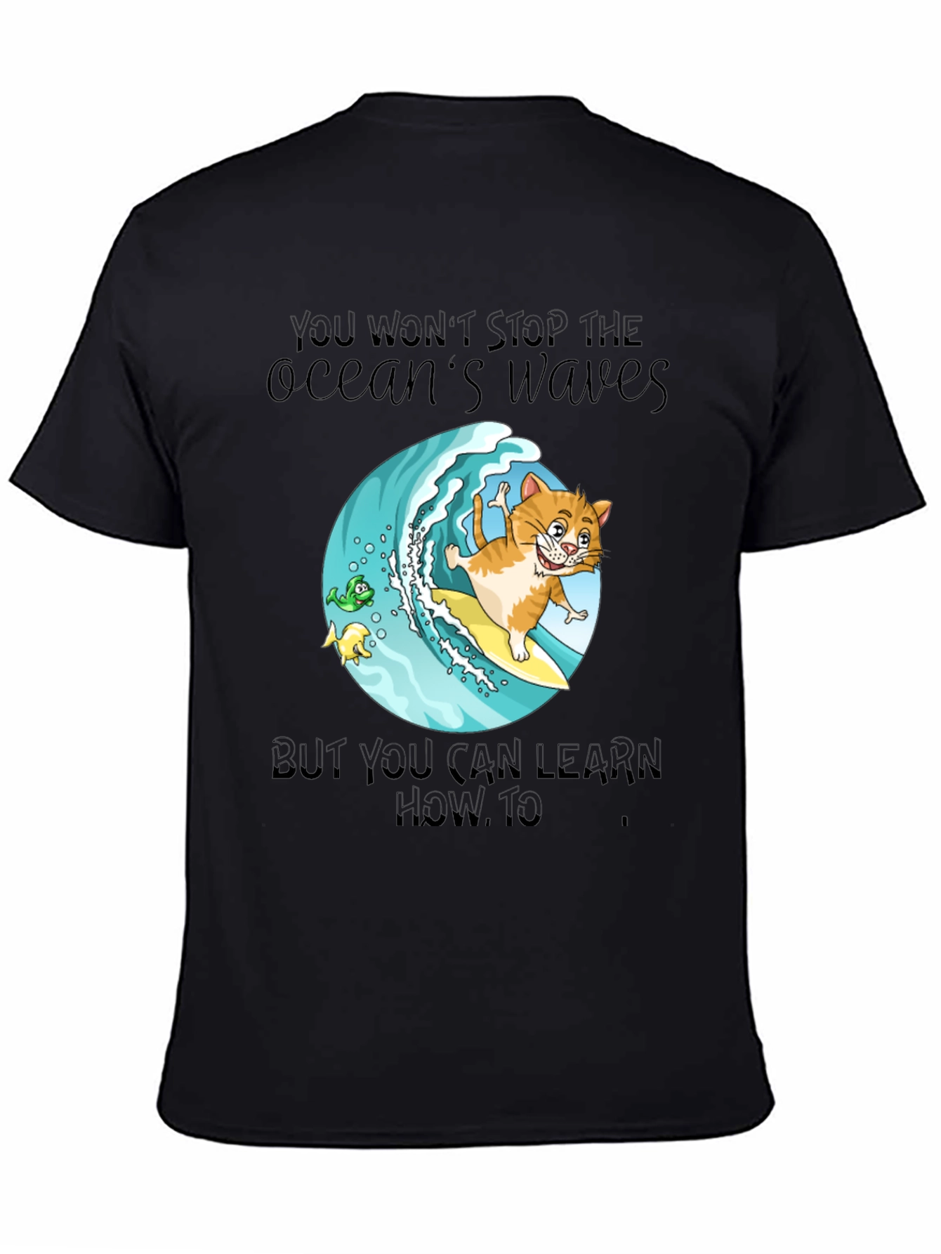 Surf Cat T-Shirt - Ocean Waves Graphic Tee