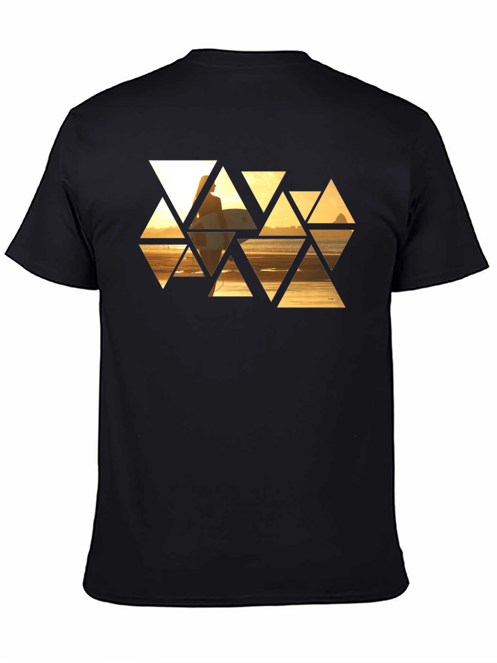 Sunset Triangles Graphic T-Shirt - Stylish Black Tee