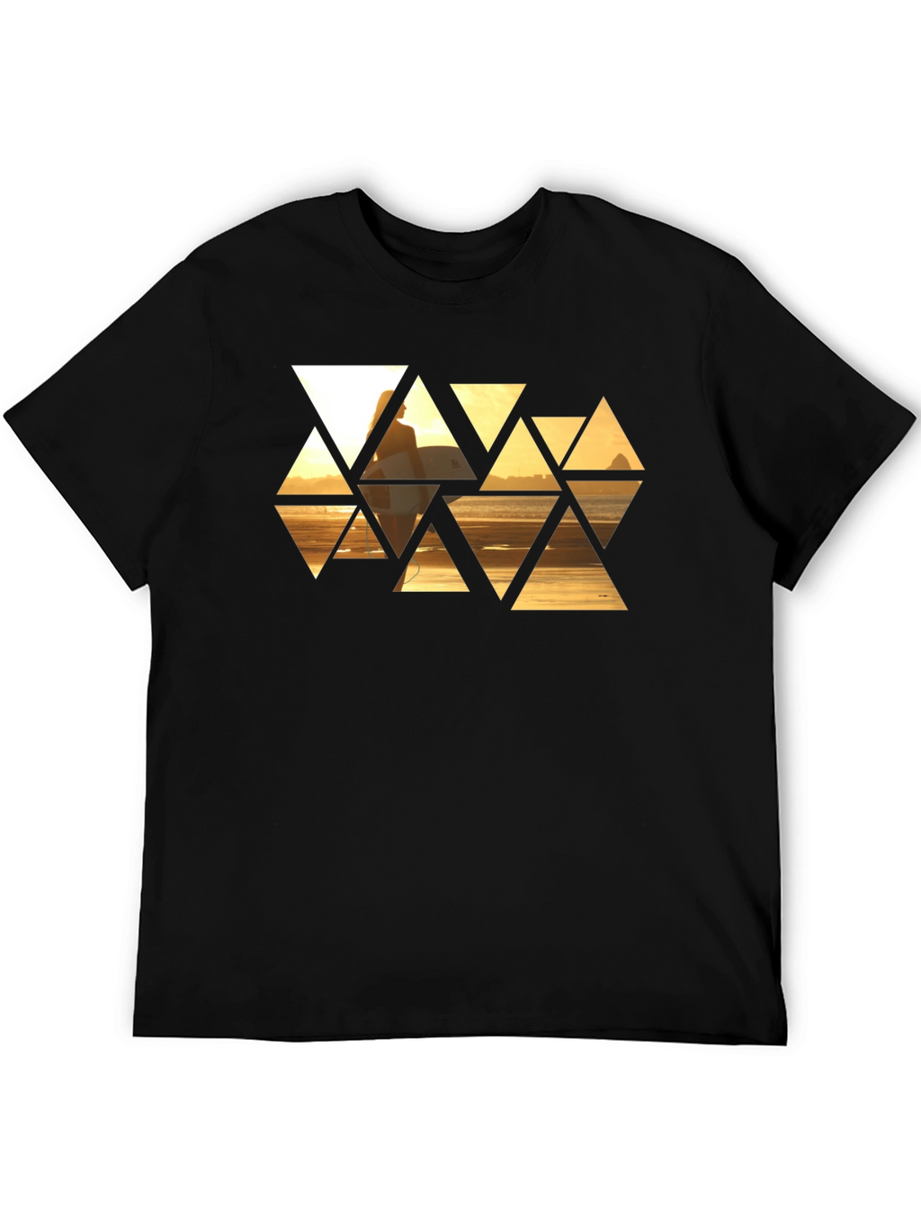 Sunset Triangles Graphic T-Shirt - Stylish Black Tee