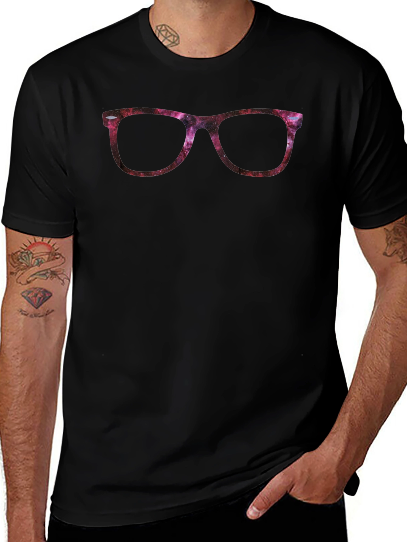 Galaxy Glasses Graphic Tee - Cool Cosmic Design