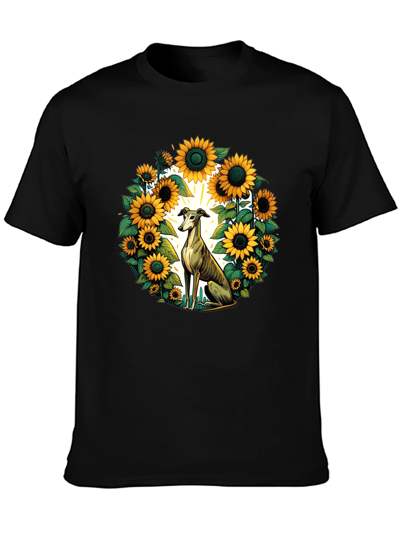 Sunflower Greyhound Tee - Unique Graphic T-Shirt