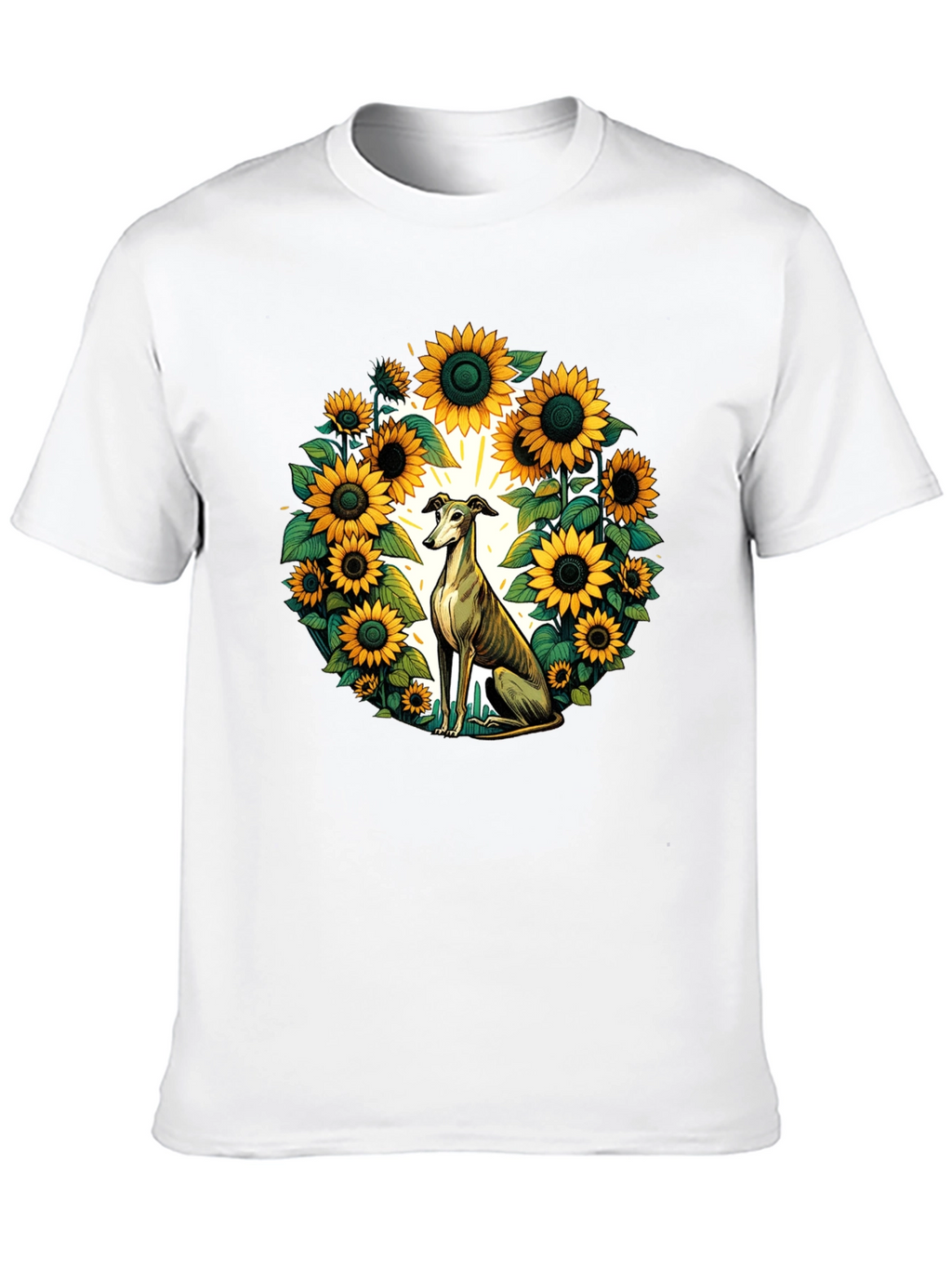 Sunflower Greyhound Tee - Unique Graphic T-Shirt