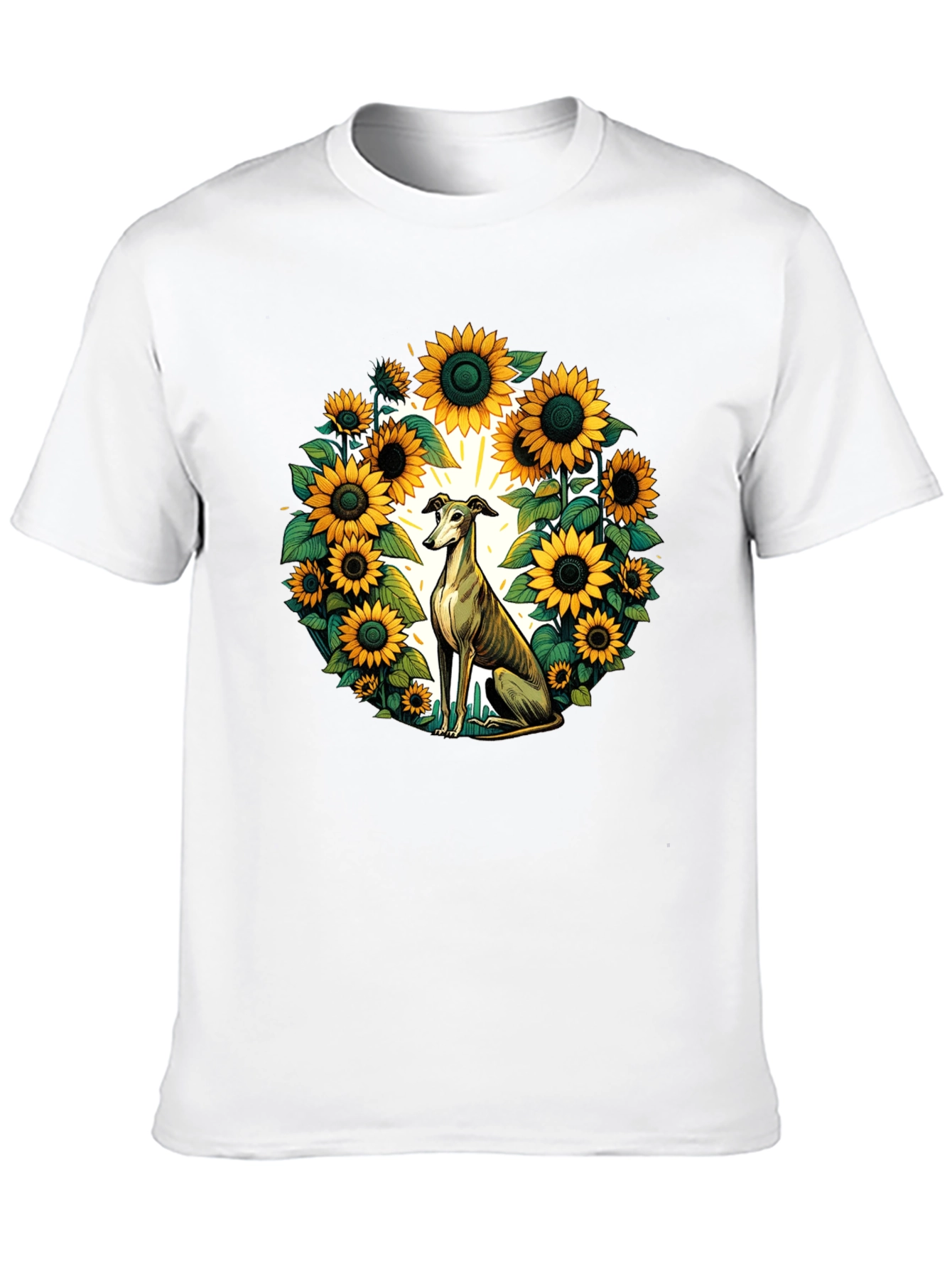 Sunflower Greyhound Tee - Unique Graphic T-Shirt