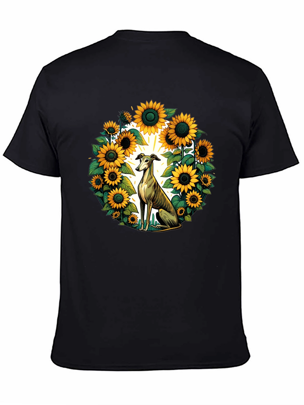 Sunflower Greyhound Tee - Unique Graphic T-Shirt