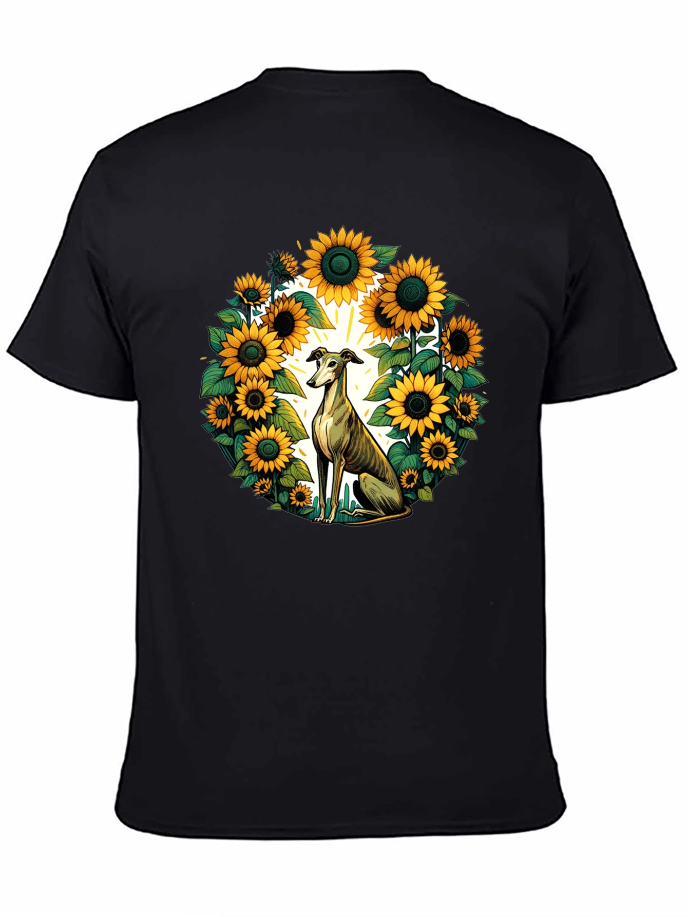 Sunflower Greyhound Tee - Unique Graphic T-Shirt