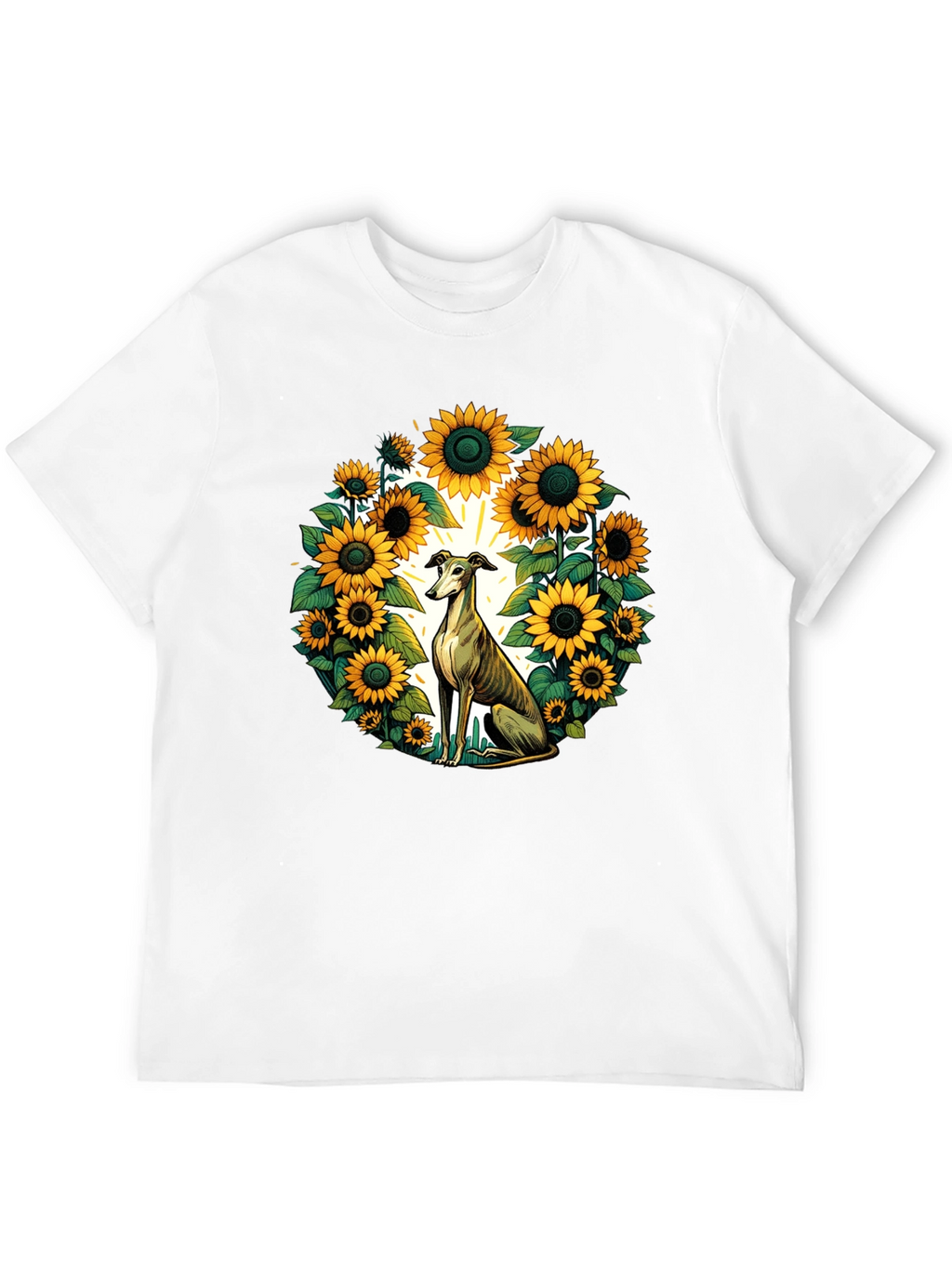 Sunflower Greyhound Tee - Unique Graphic T-Shirt