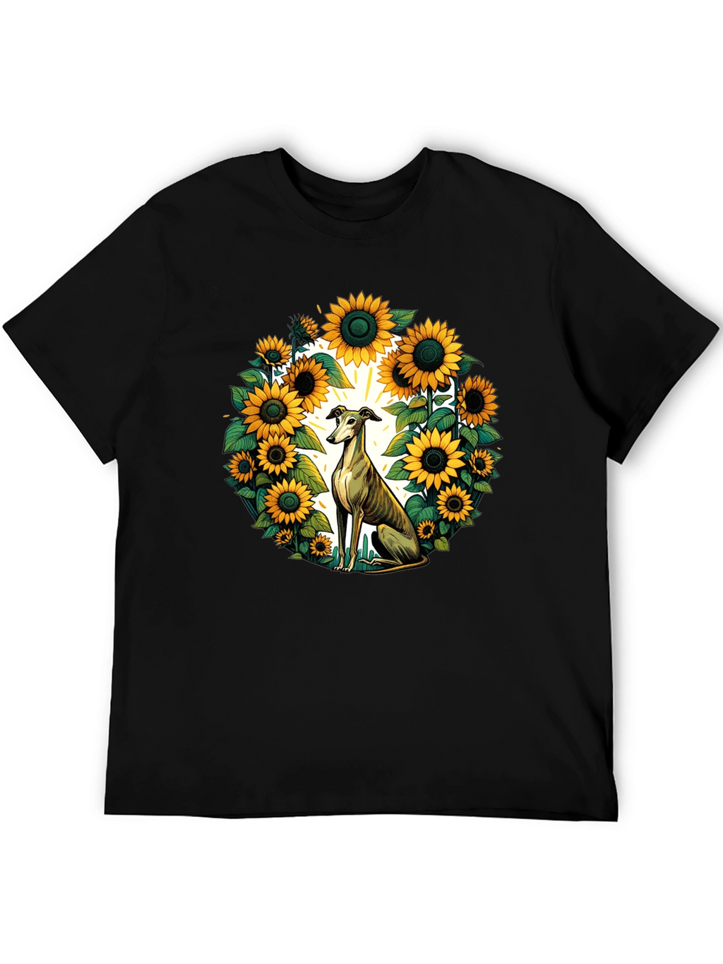 Sunflower Greyhound Tee - Unique Graphic T-Shirt