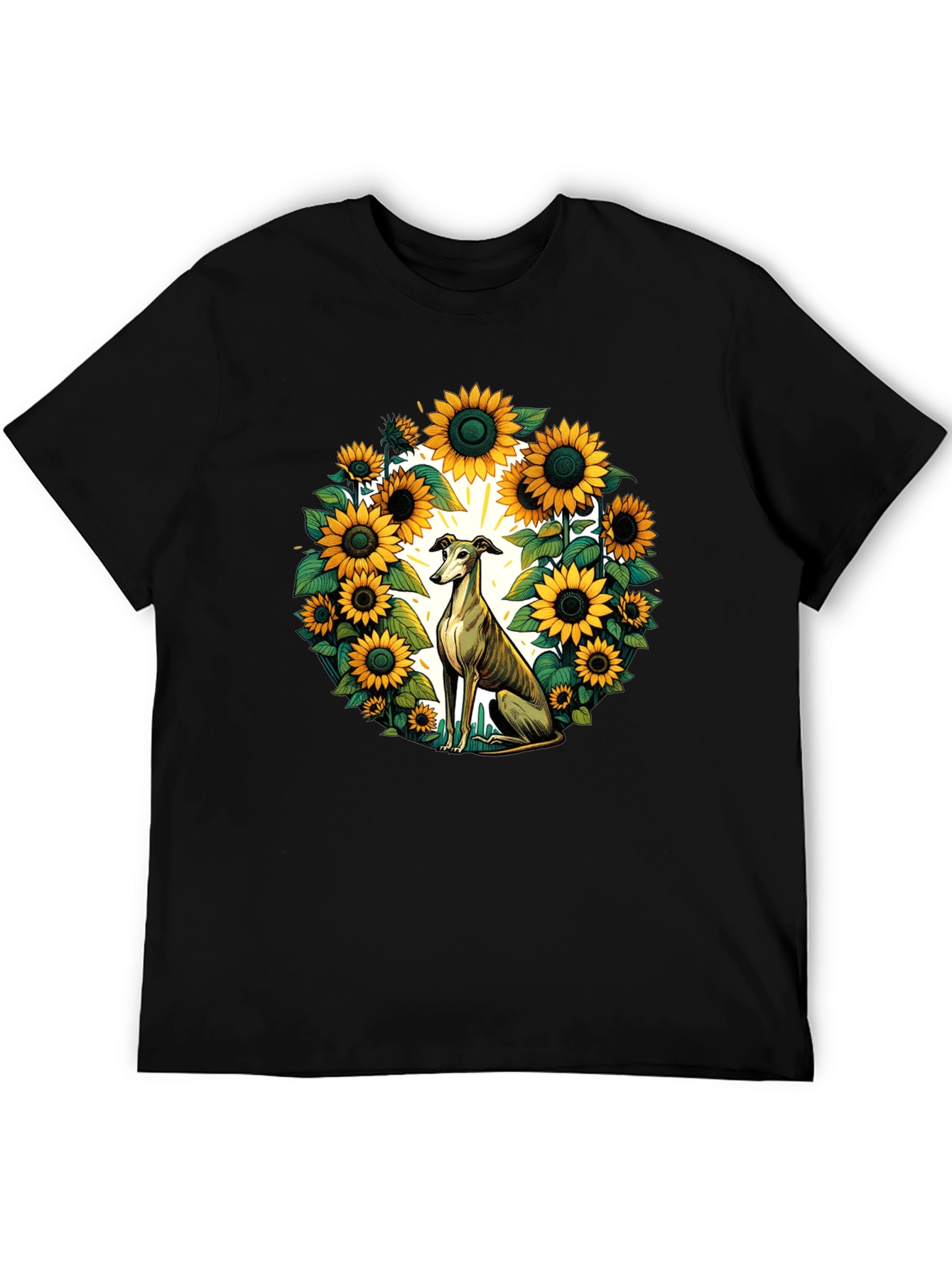 Sunflower Greyhound Tee - Unique Graphic T-Shirt