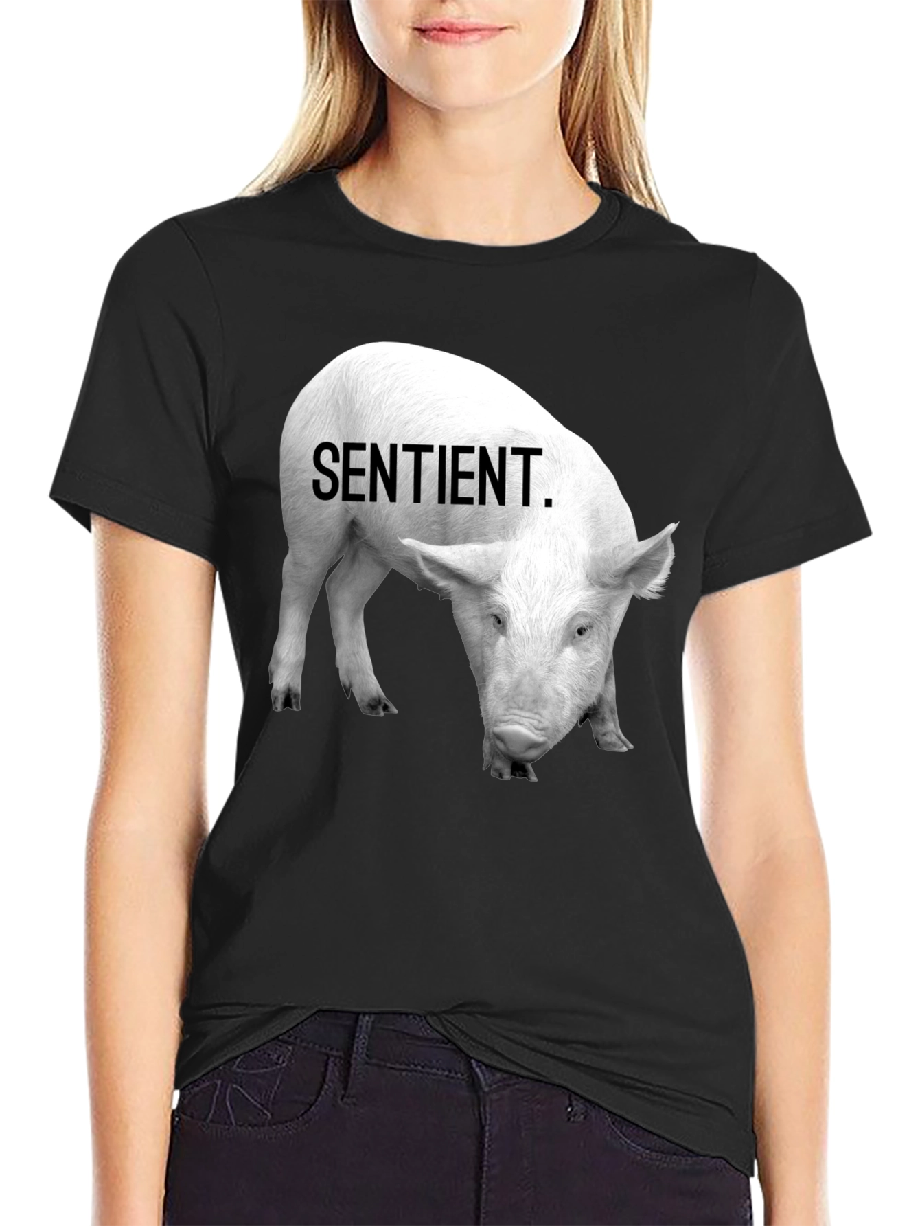 Sentient Pig Graphic Tee - Vegan Activism Shirt