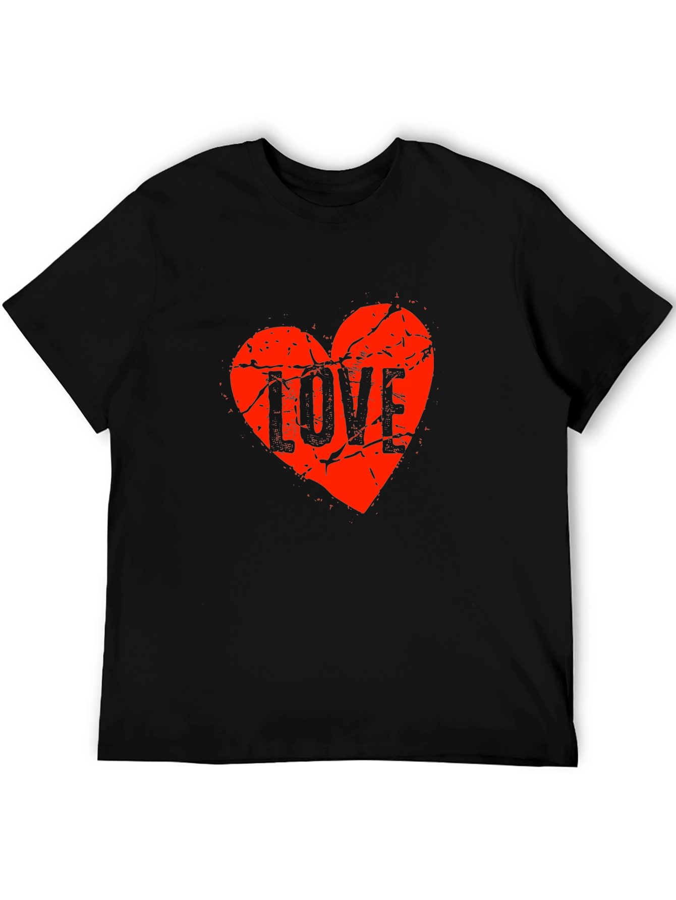 Distressed Love Heart Graphic Tee - Black