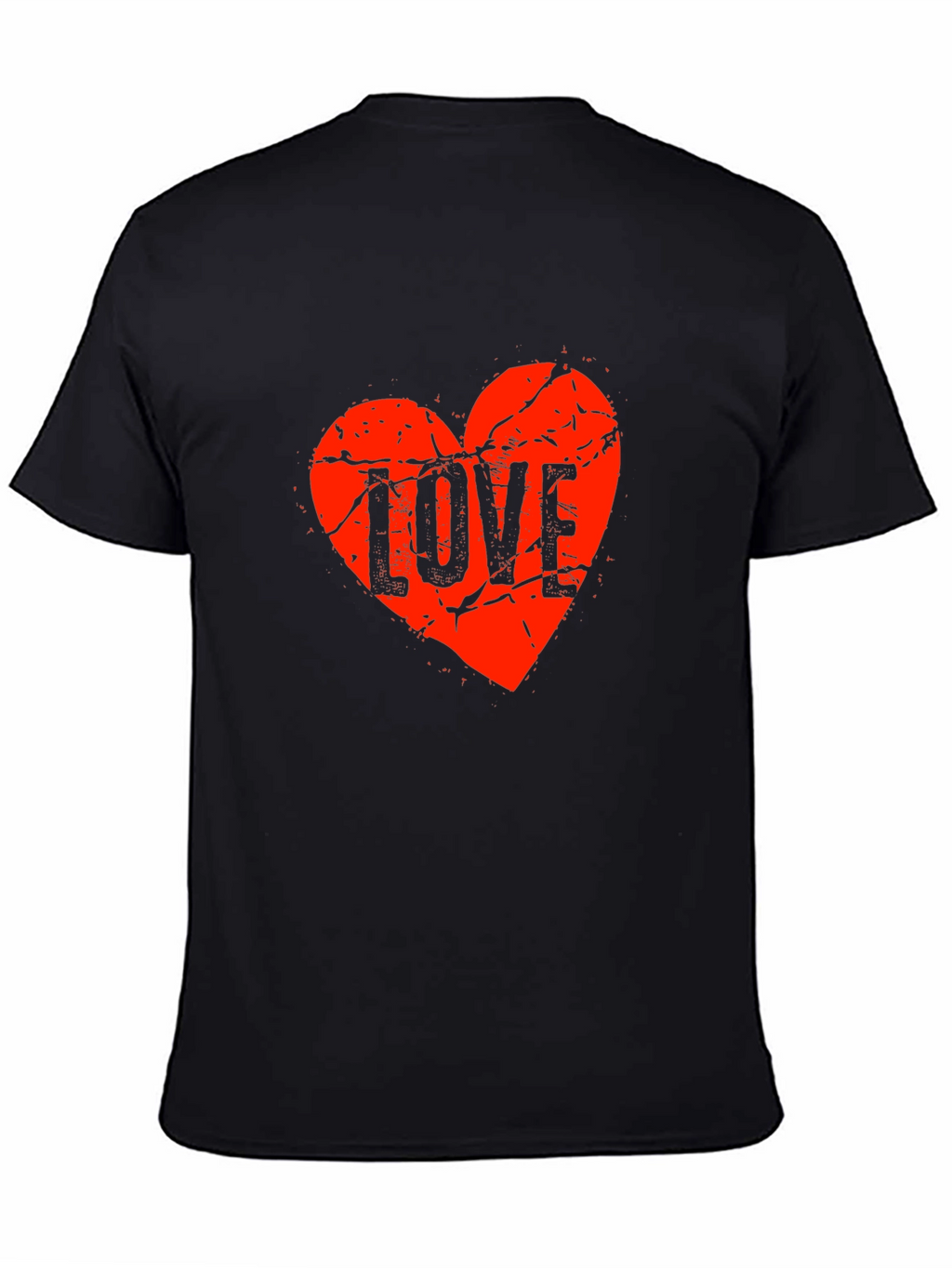 Distressed Love Heart Graphic Tee - Black