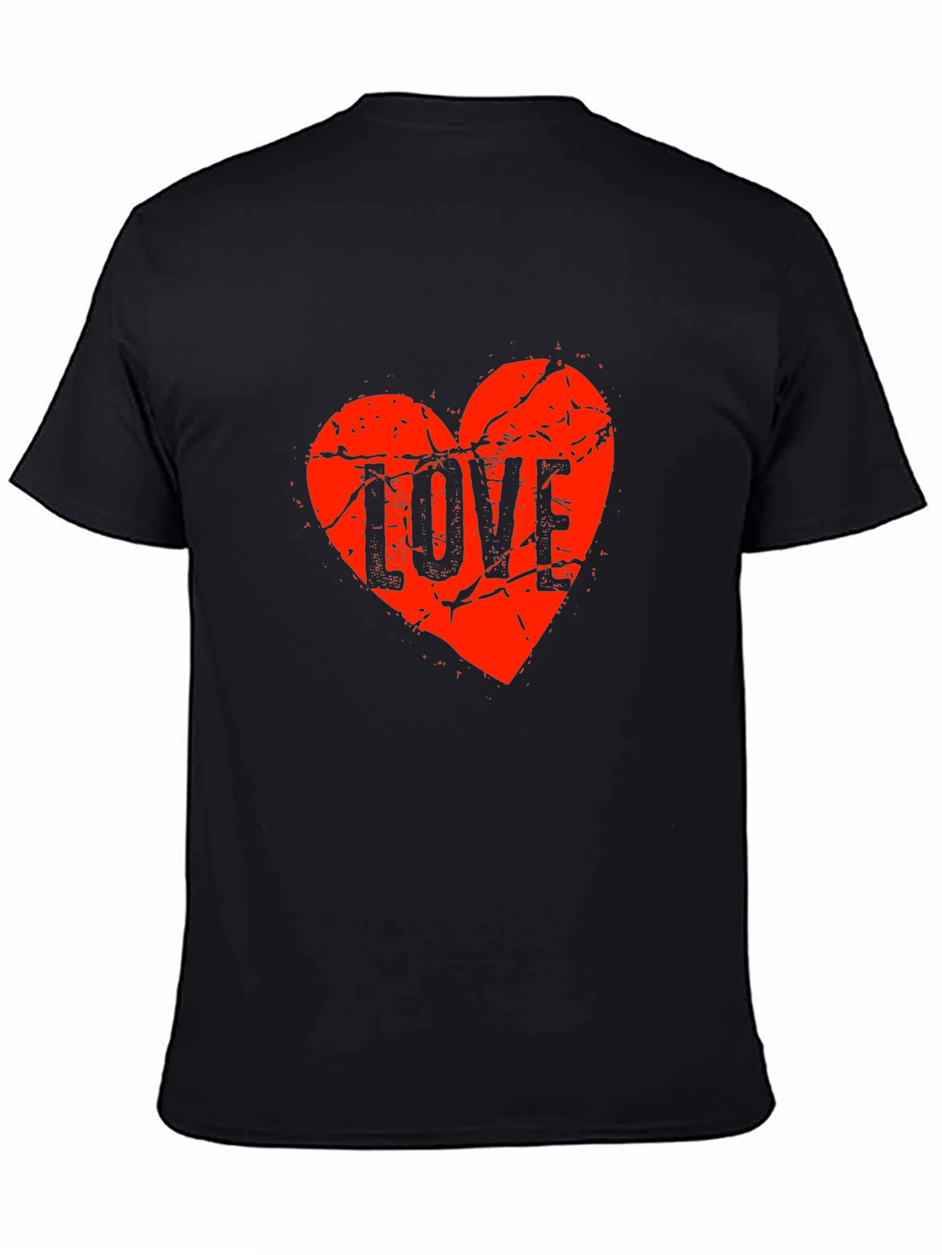 Distressed Love Heart Graphic Tee - Black