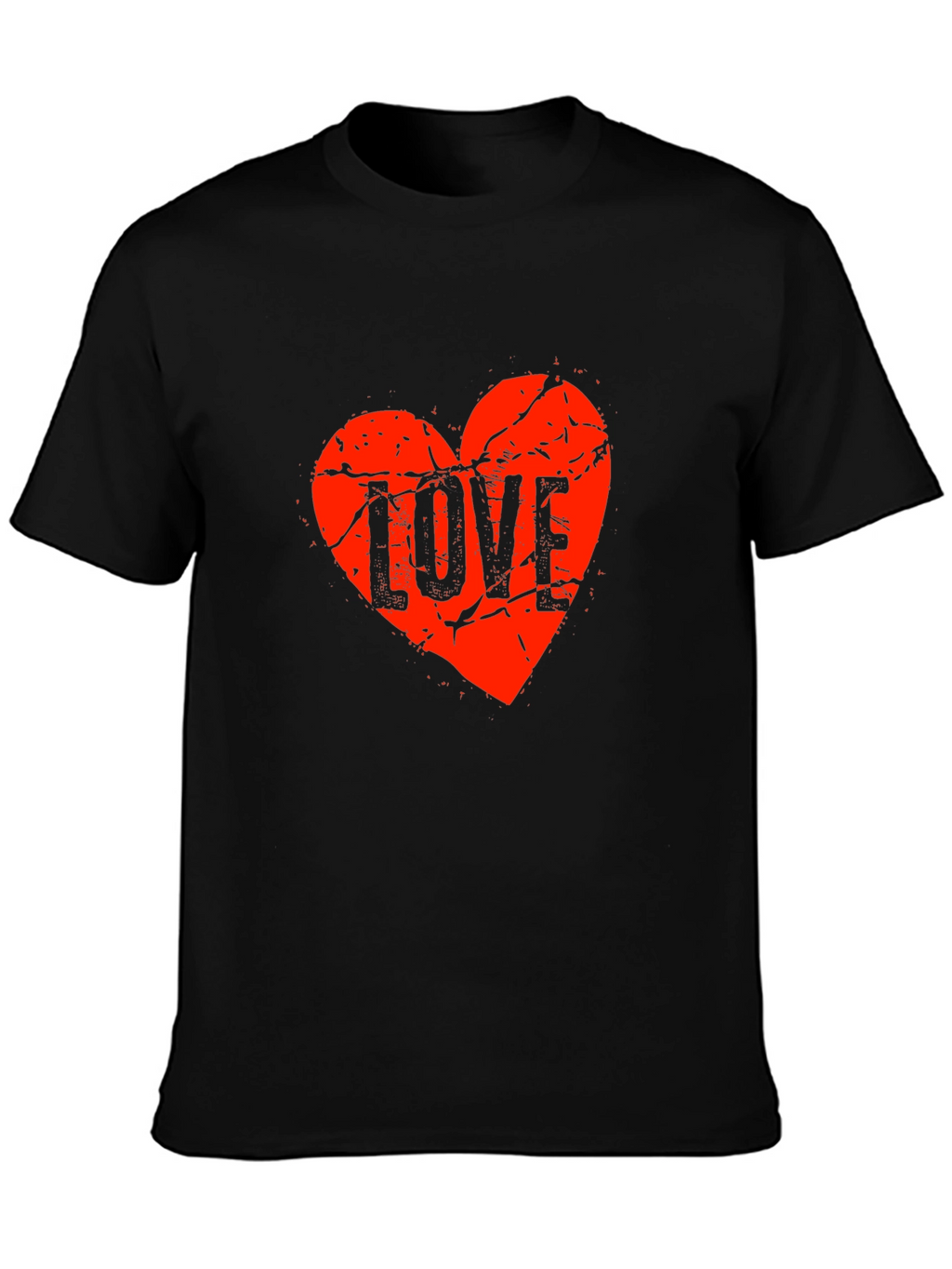 Distressed Love Heart Graphic Tee - Black