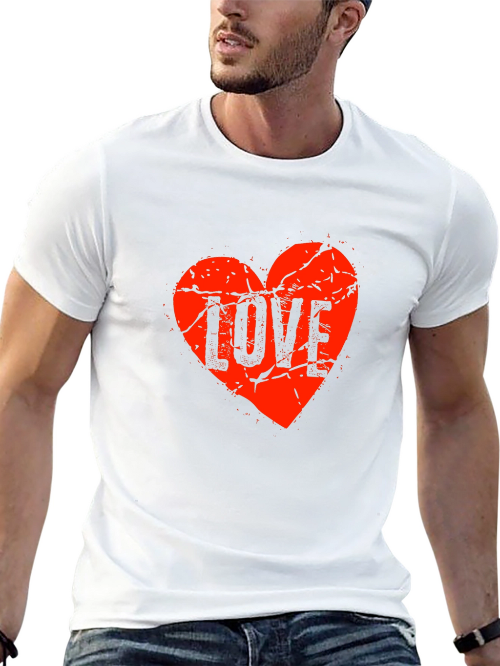 Distressed Love Heart Graphic Tee - Black