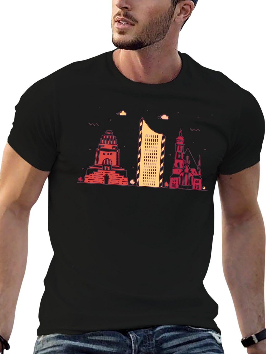 Leipzig Skyline Black T-Shirt