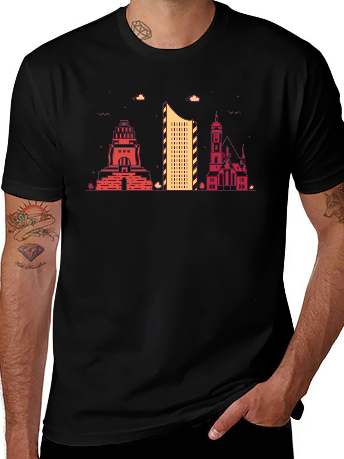 Leipzig Skyline Black T-Shirt