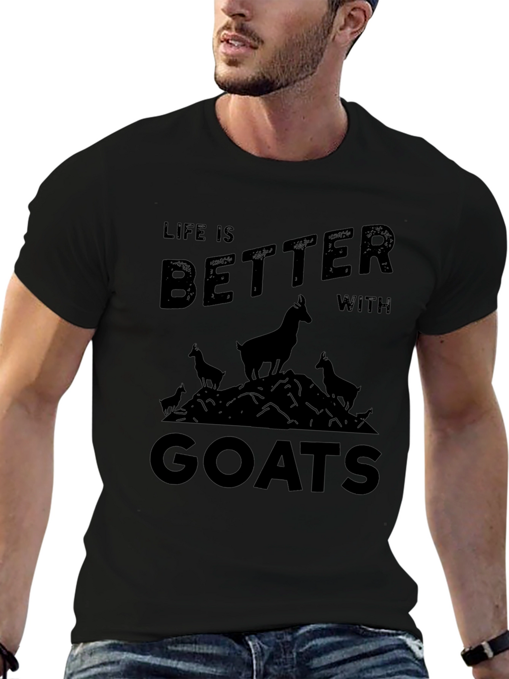 Life is Better with Goats Black T-Shirt