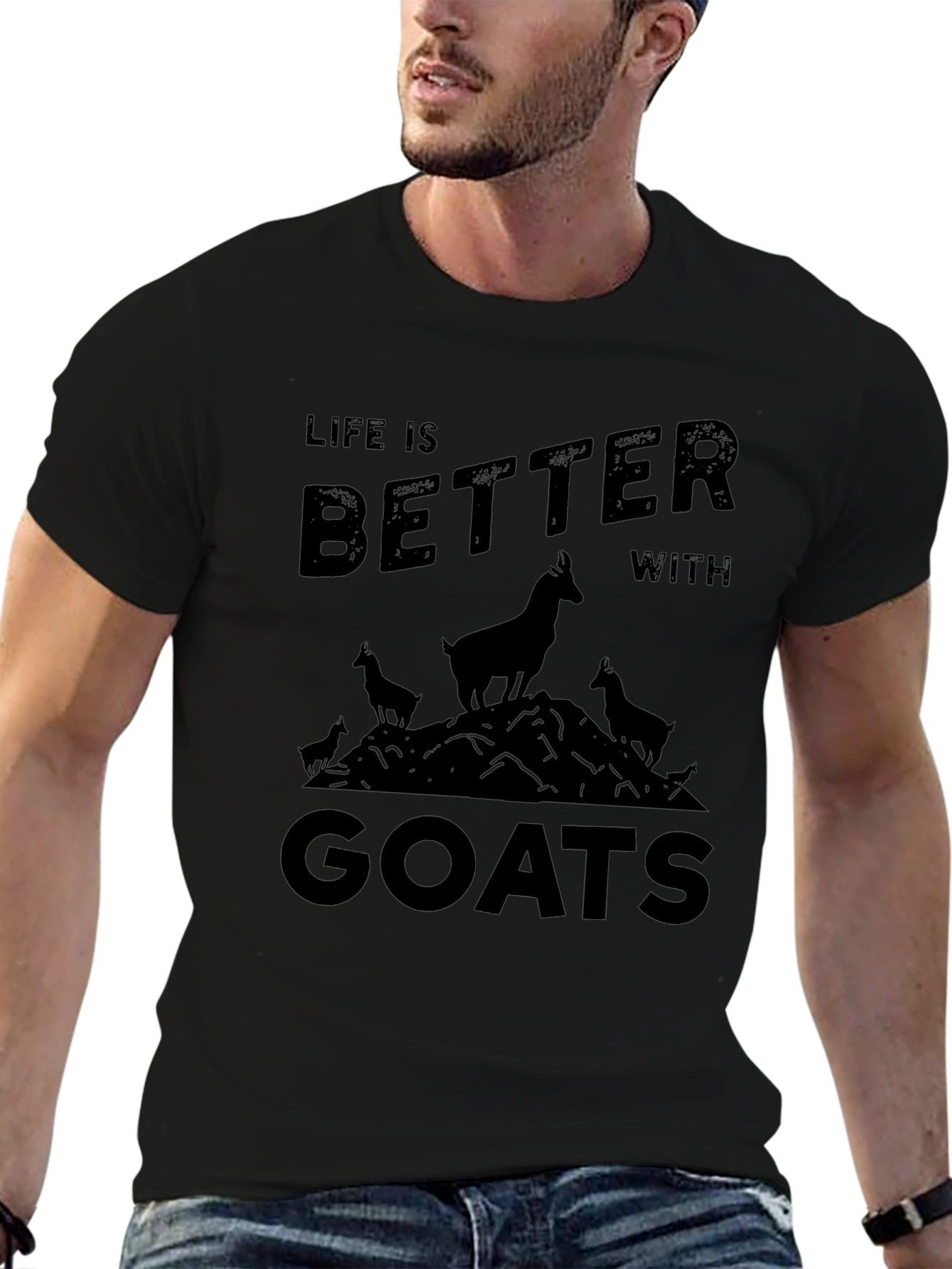 Life is Better with Goats Black T-Shirt