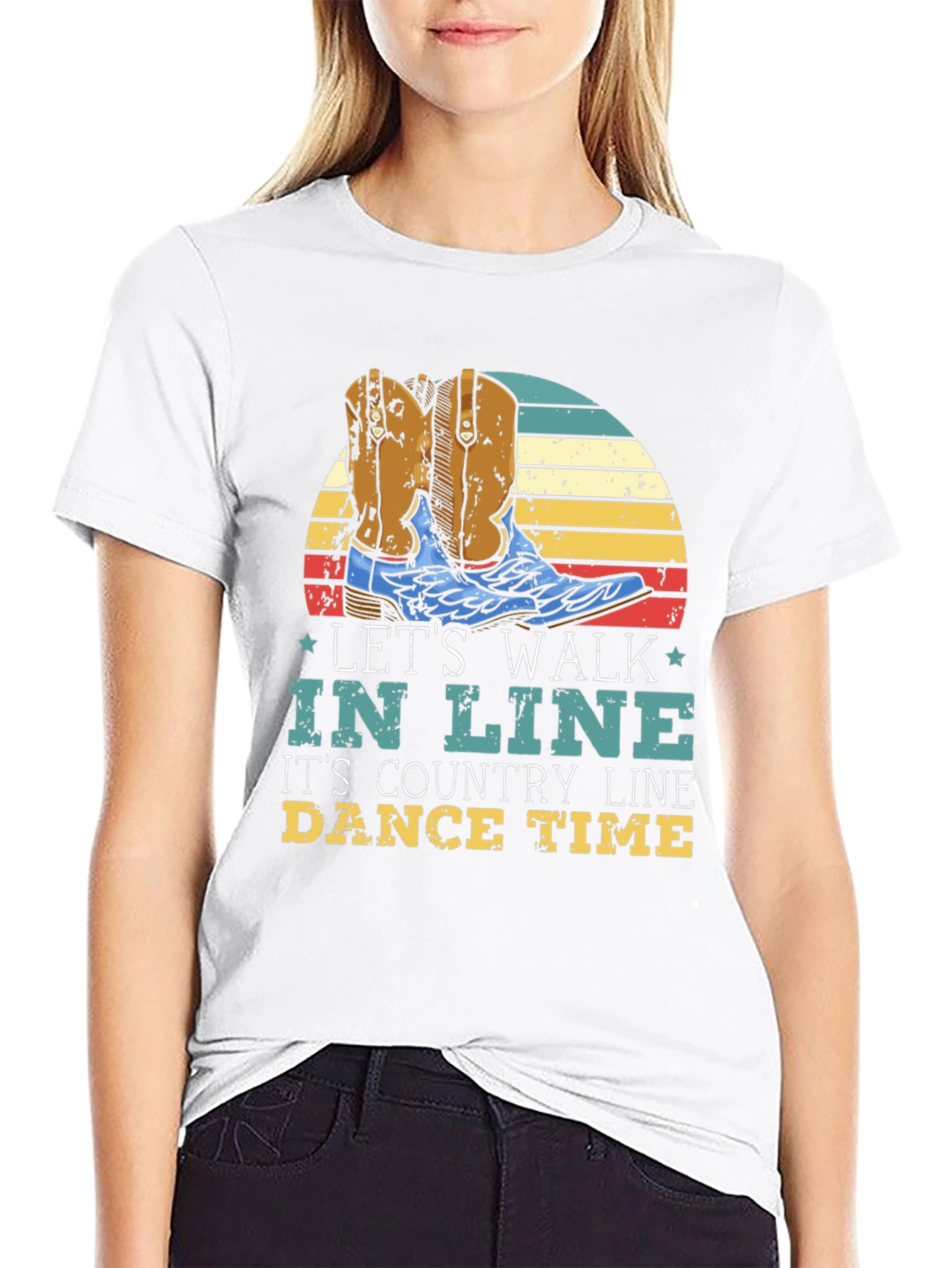 Country Line Dance T-Shirt: Lets Walk In Line