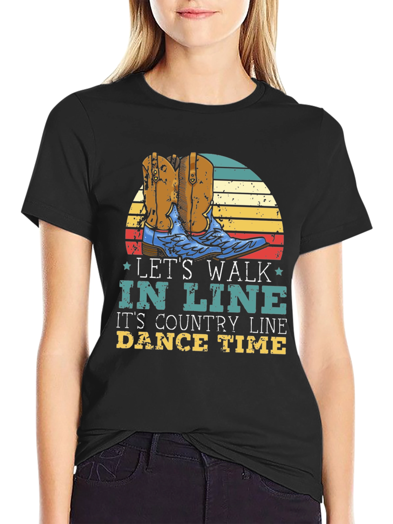 Country Line Dance T-Shirt: Lets Walk In Line