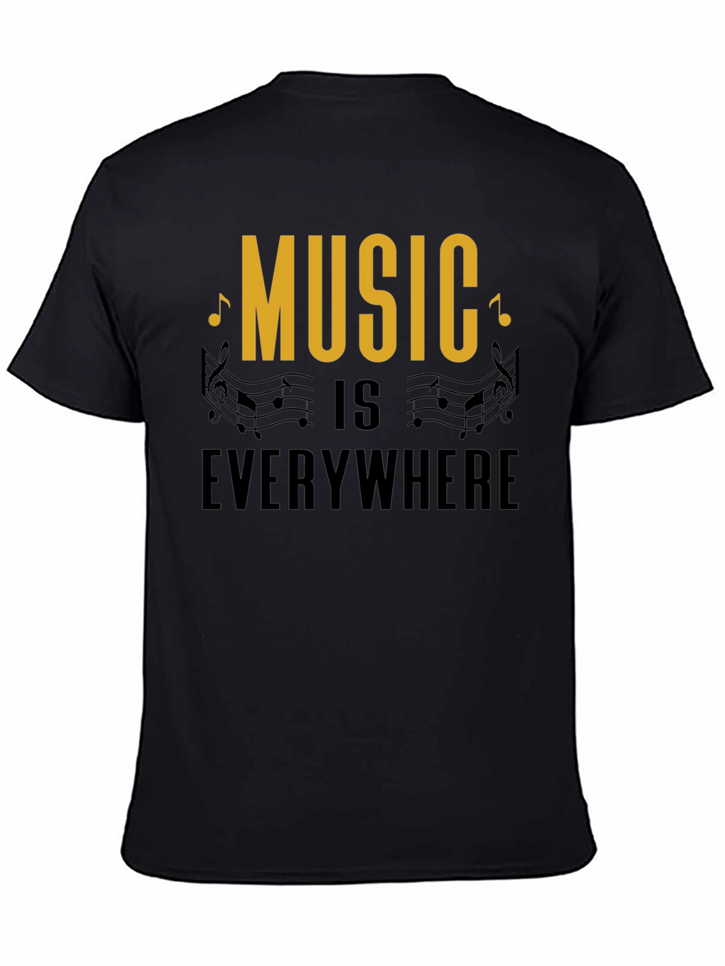 Music Everywhere Black Graphic T-Shirt