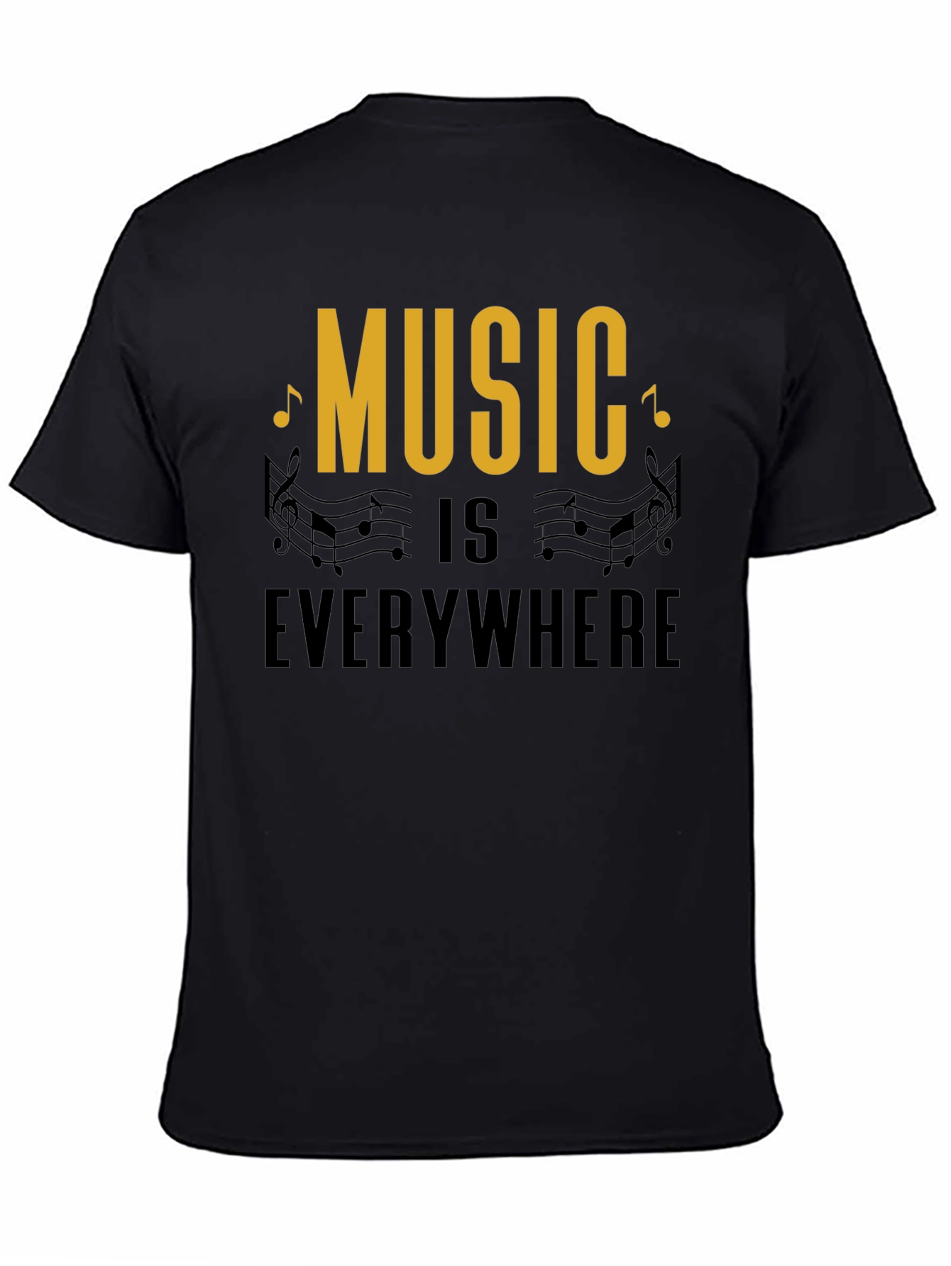 Music Everywhere Black Graphic T-Shirt