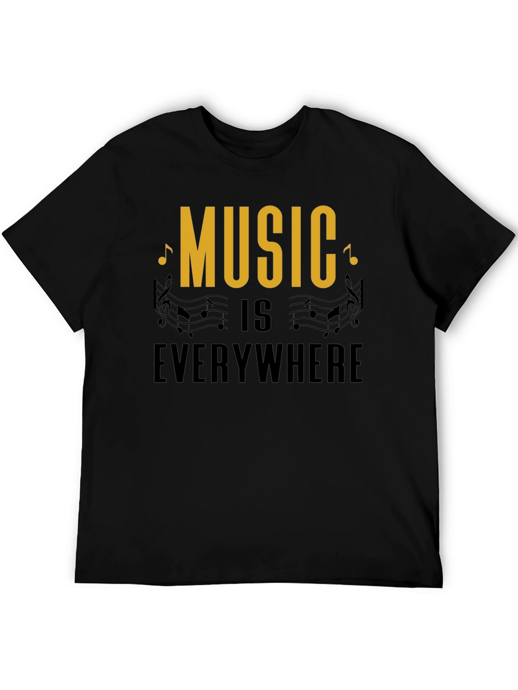 Music Everywhere Black Graphic T-Shirt