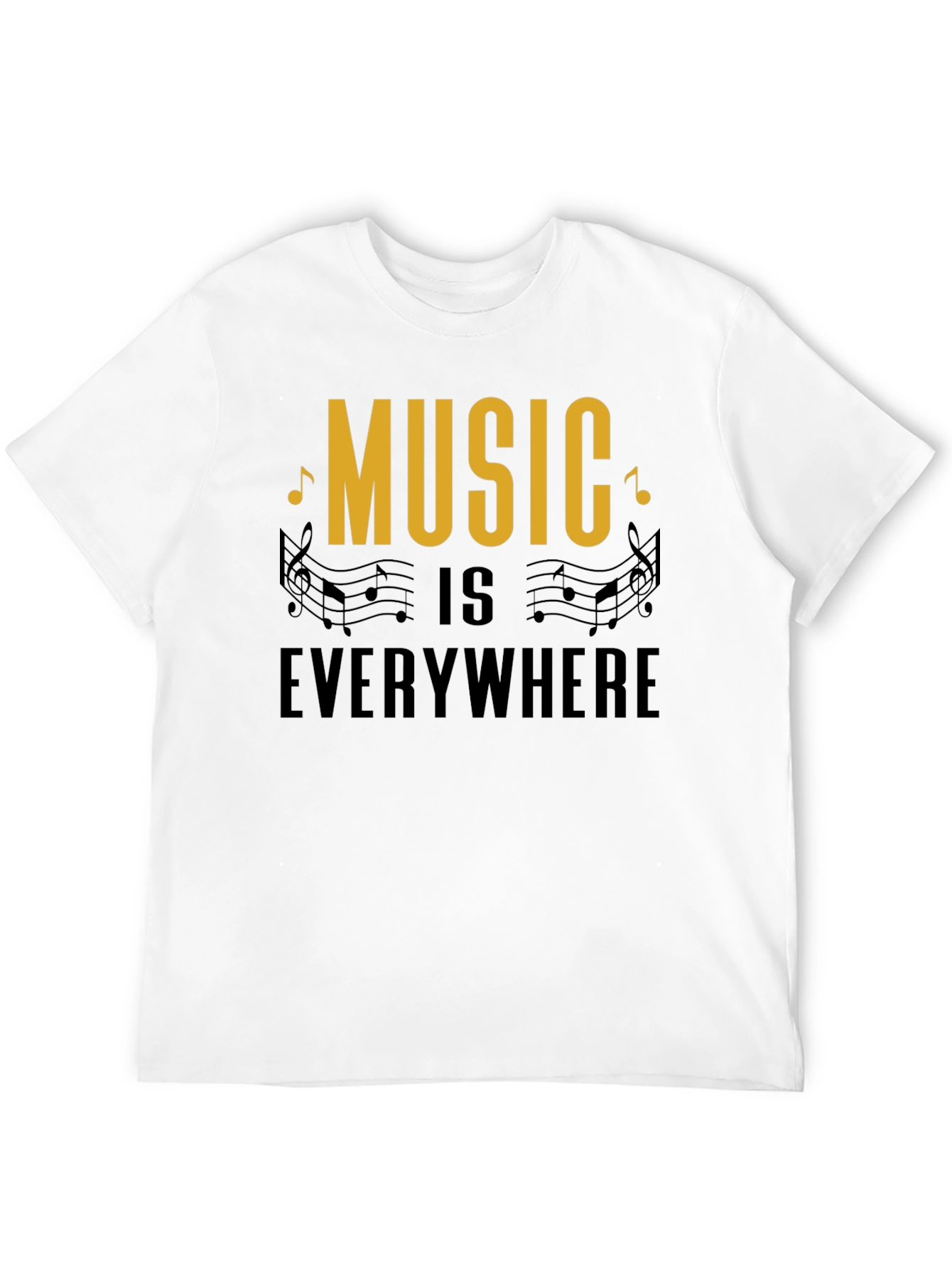Music Everywhere Black Graphic T-Shirt