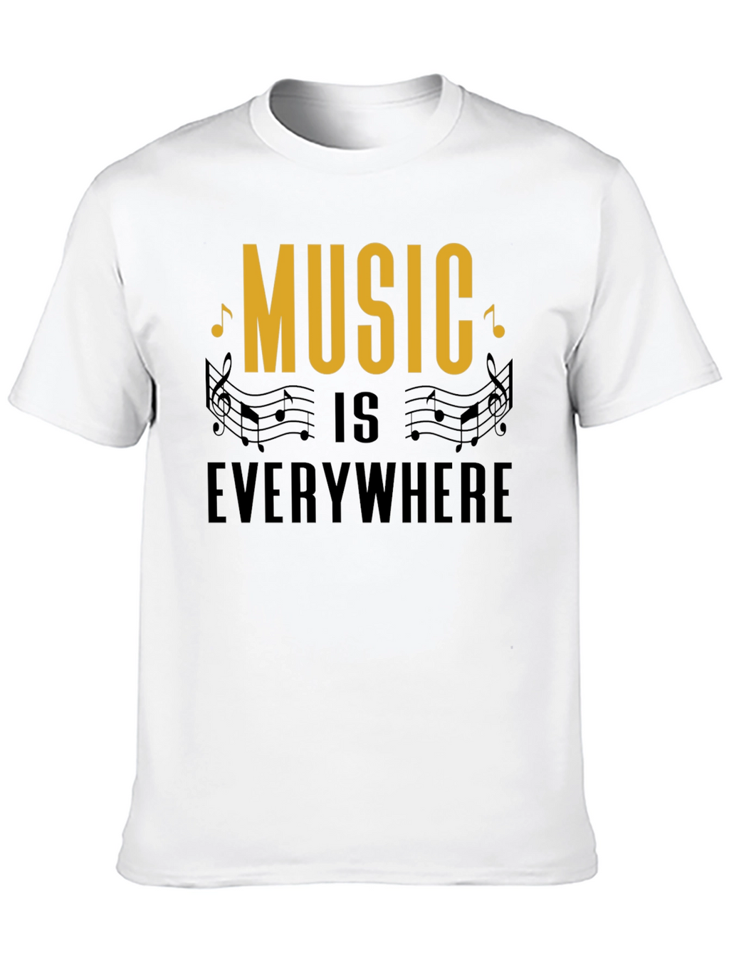 Music Everywhere Black Graphic T-Shirt
