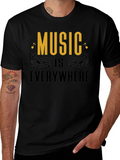 Music Everywhere Black Graphic T-Shirt