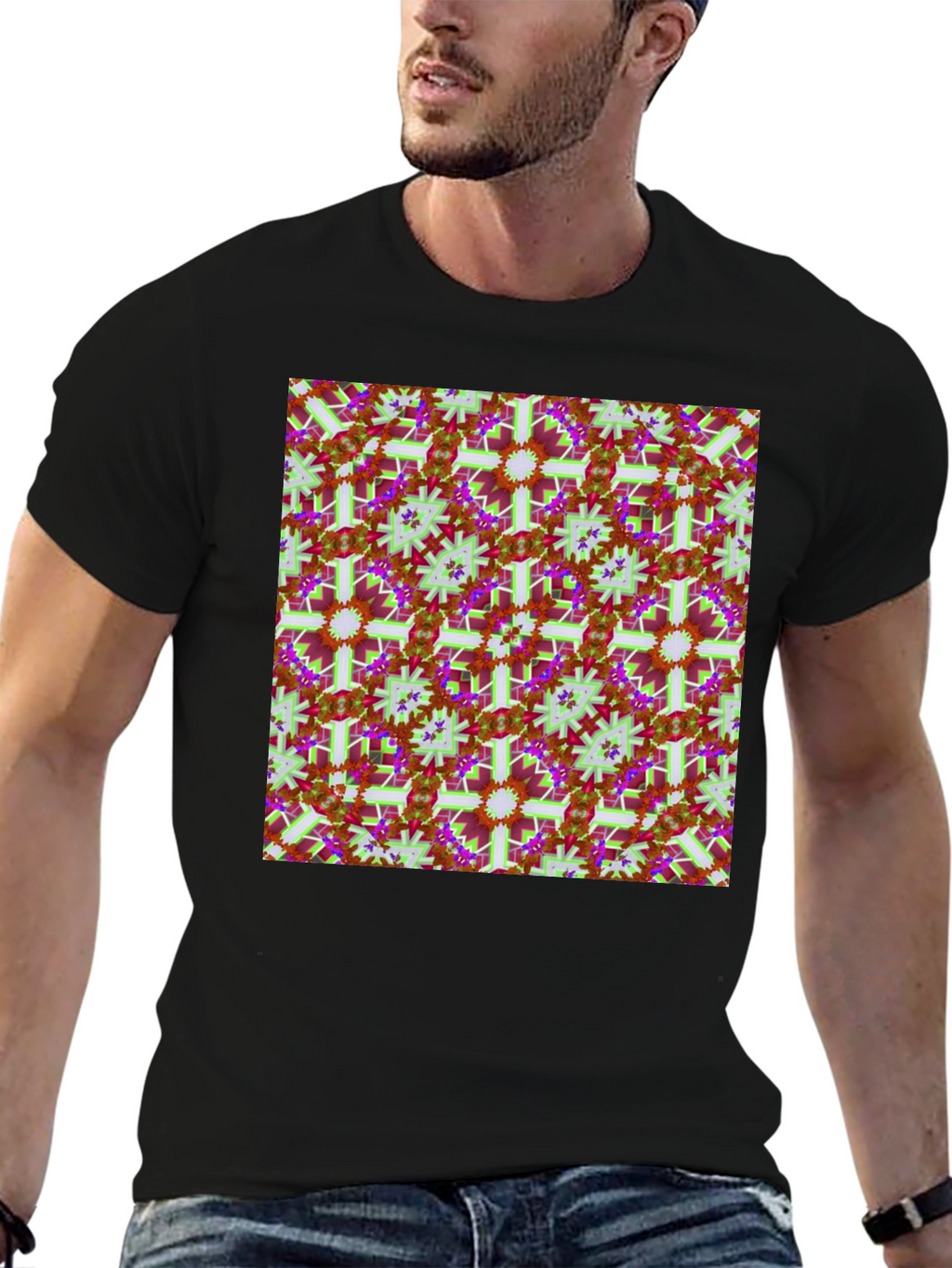 Abstract Floral Pattern T-Shirt