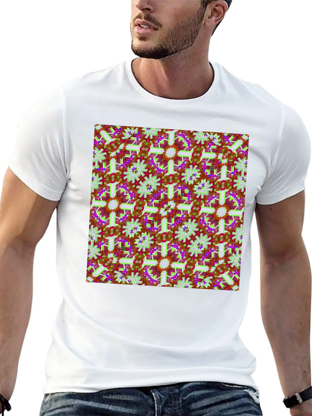 Abstract Floral Pattern T-Shirt