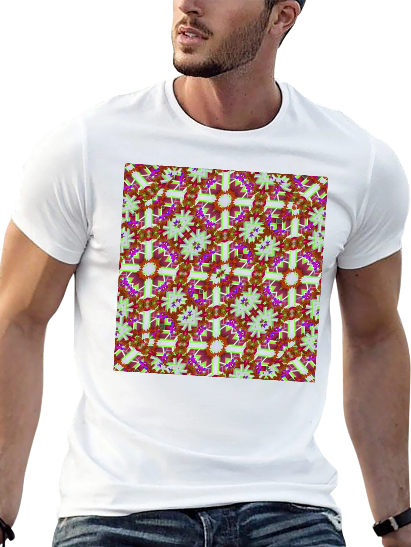 Abstract Floral Pattern T-Shirt