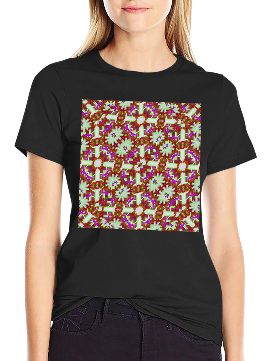 Abstract Floral Pattern T-Shirt