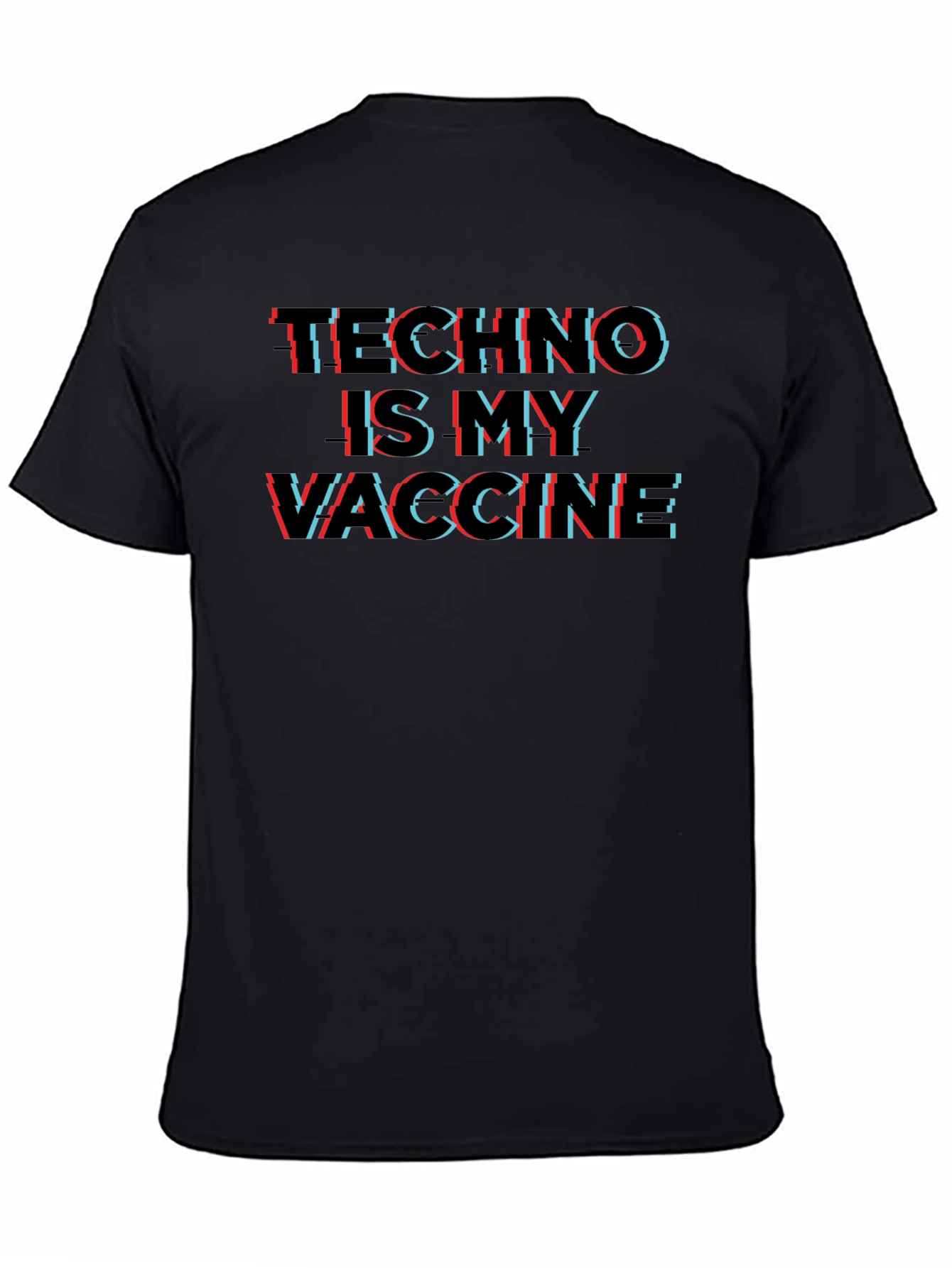 Techno is My Vaccine Glitch Graphic T-Shirt