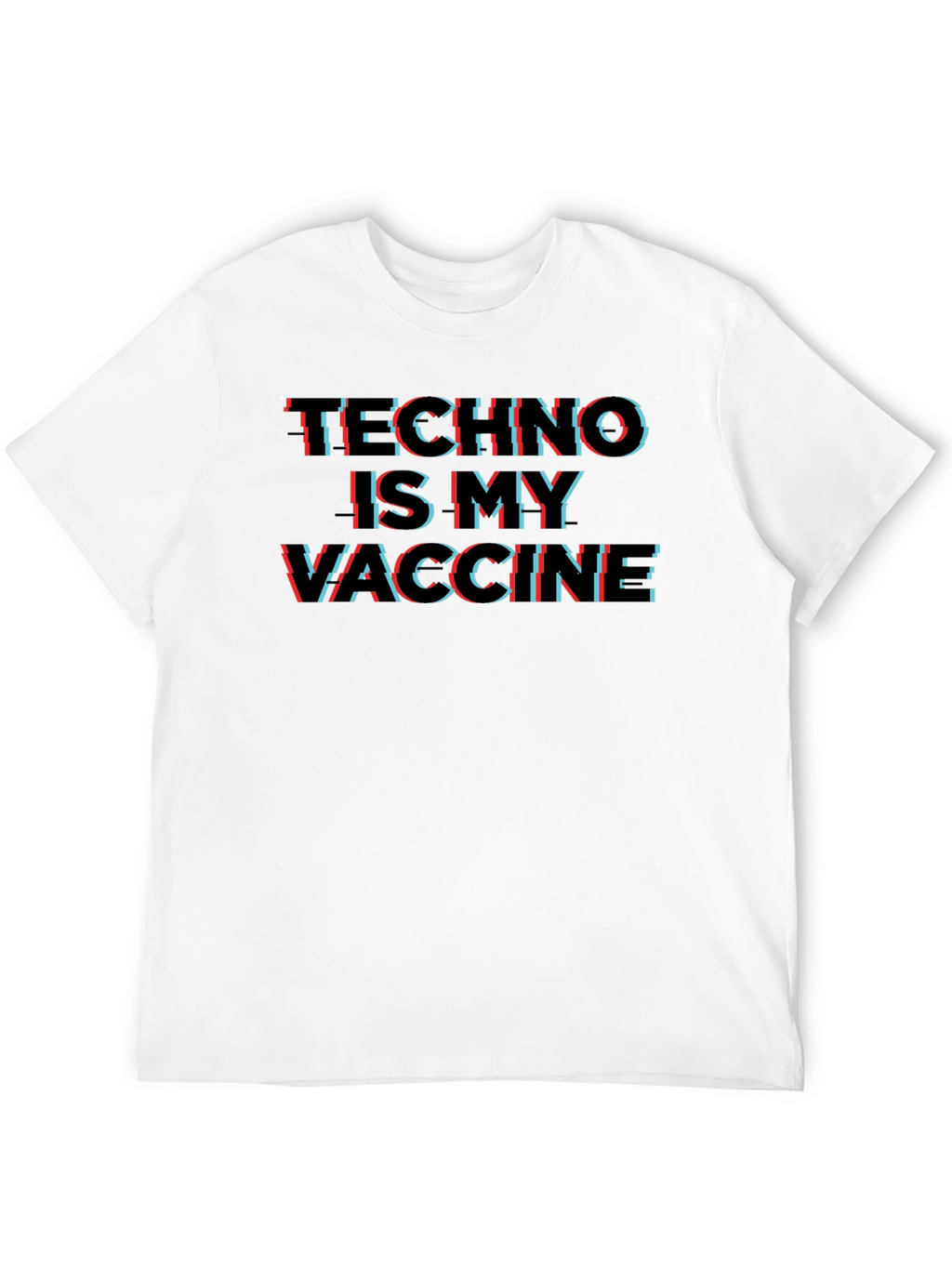 Techno is My Vaccine Glitch Graphic T-Shirt