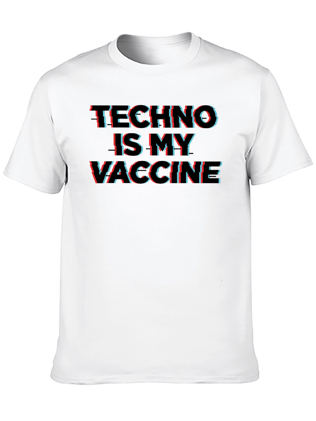 Techno is My Vaccine Glitch Graphic T-Shirt