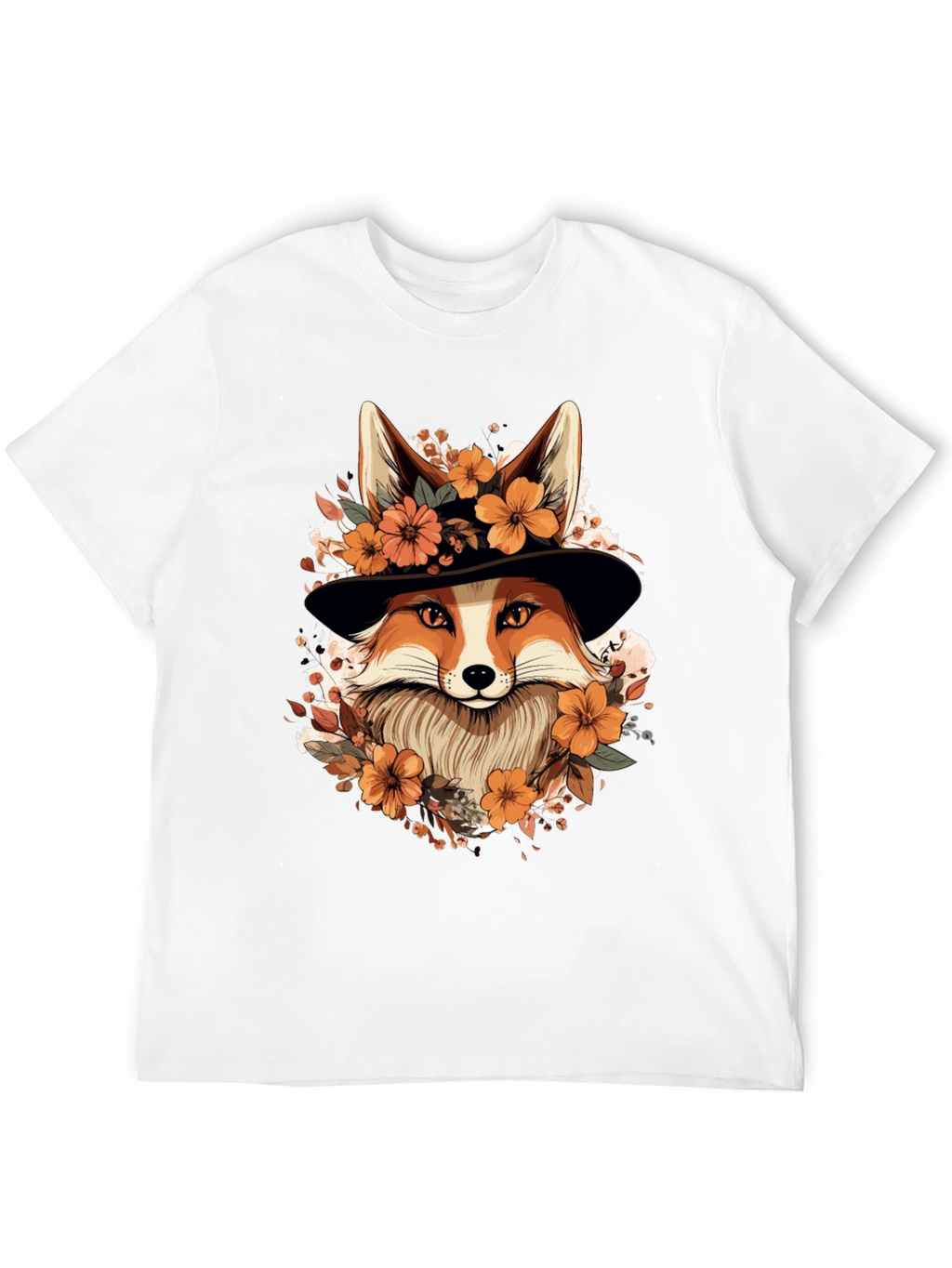 Floral Fox Tee - Stylish Animal Print Shirt