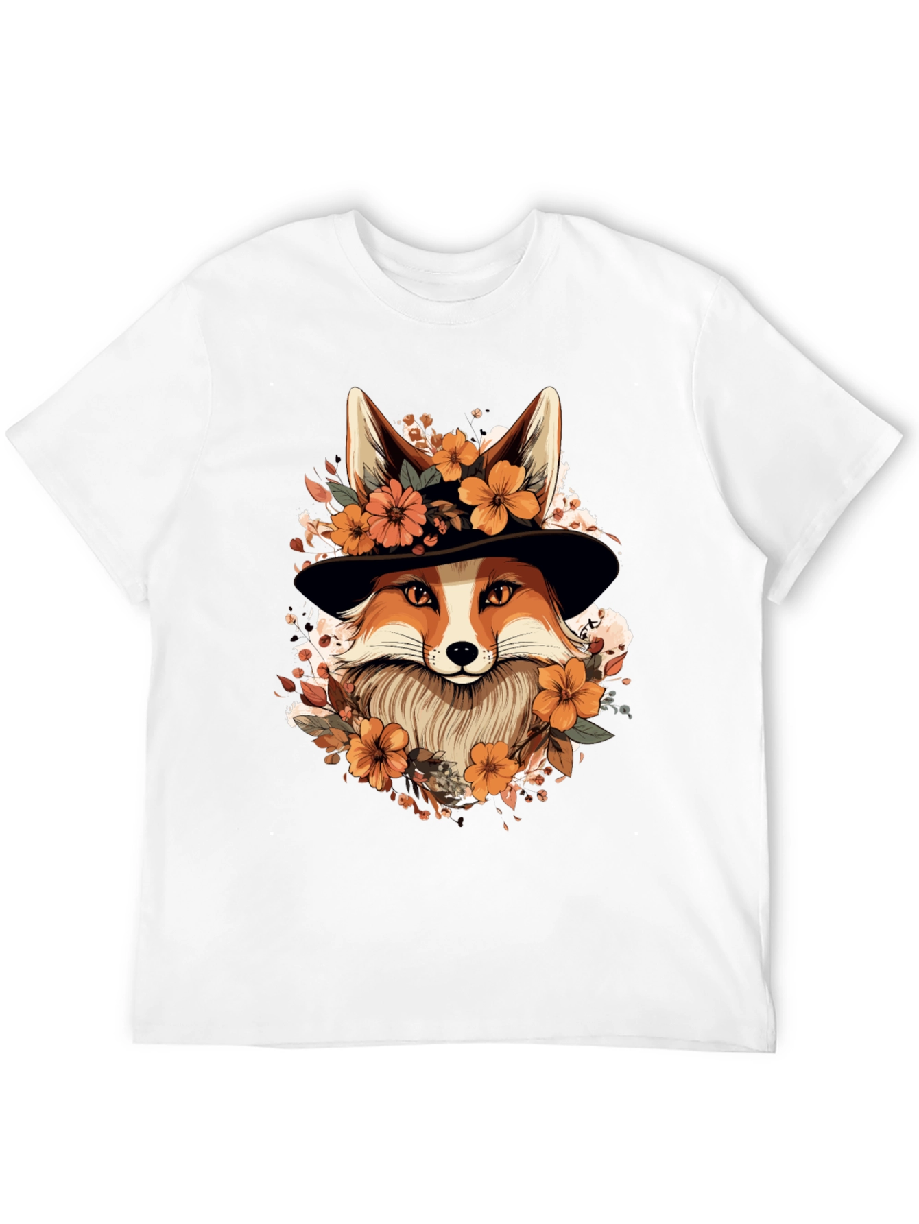 Floral Fox Tee - Stylish Animal Print Shirt