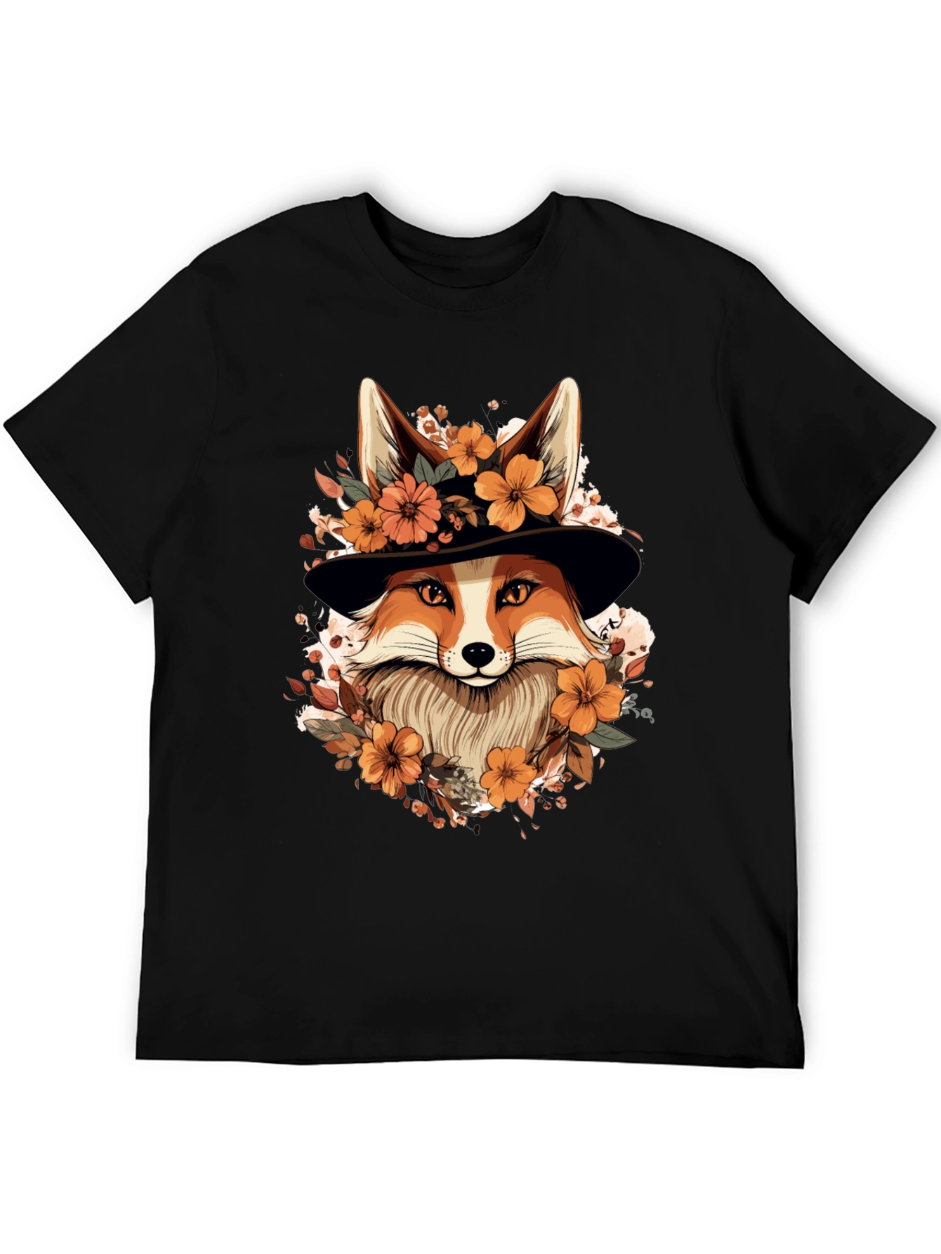 Floral Fox Tee - Stylish Animal Print Shirt