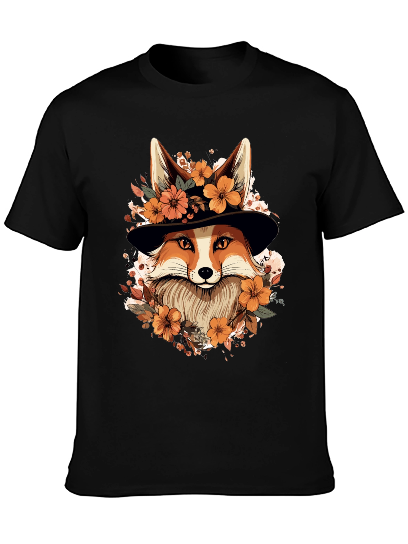 Floral Fox Tee - Stylish Animal Print Shirt
