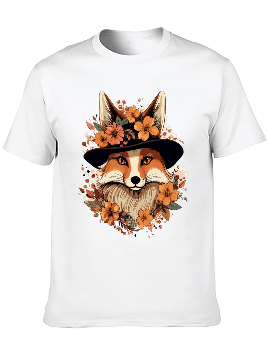 Floral Fox Tee - Stylish Animal Print Shirt
