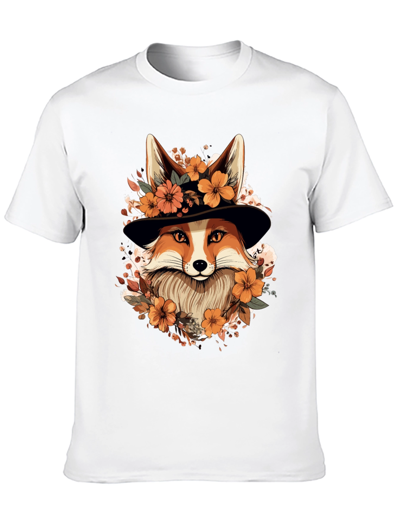 Floral Fox Tee - Stylish Animal Print Shirt