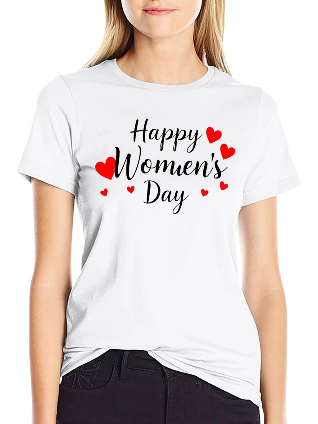 Happy Womens Day T-Shirt - Heart Design